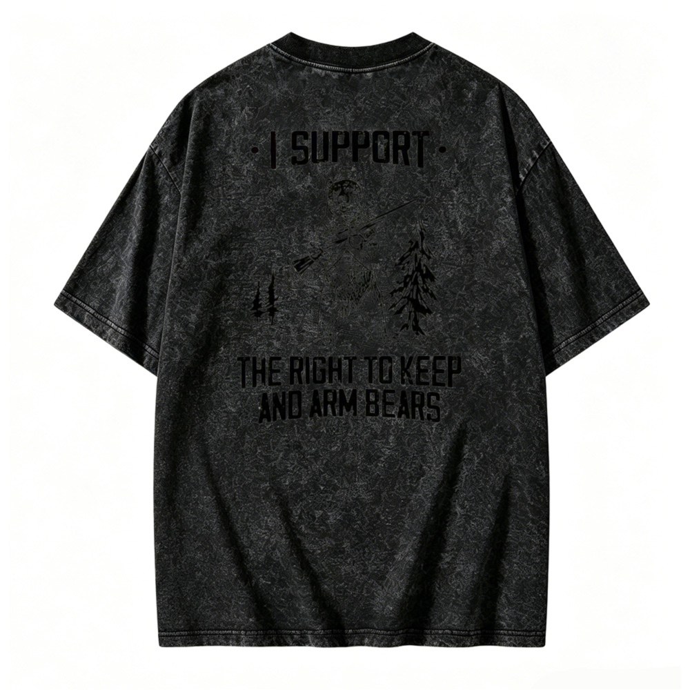 Support The Right To Keep And Arm Bears Graphic Washed T-shirt