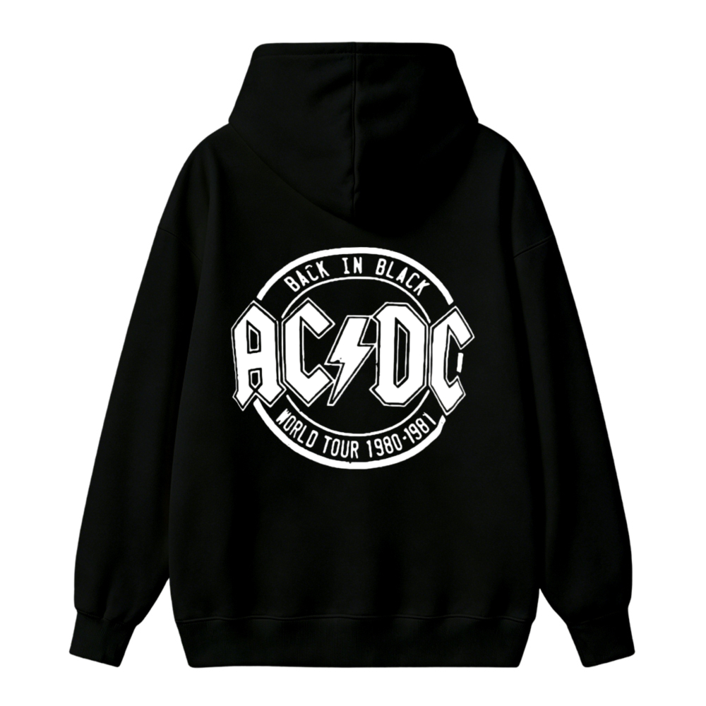Ac Dc Back In Black World Tour 1980 1981 Rock Band Logo Unisex Classic Hoodie
