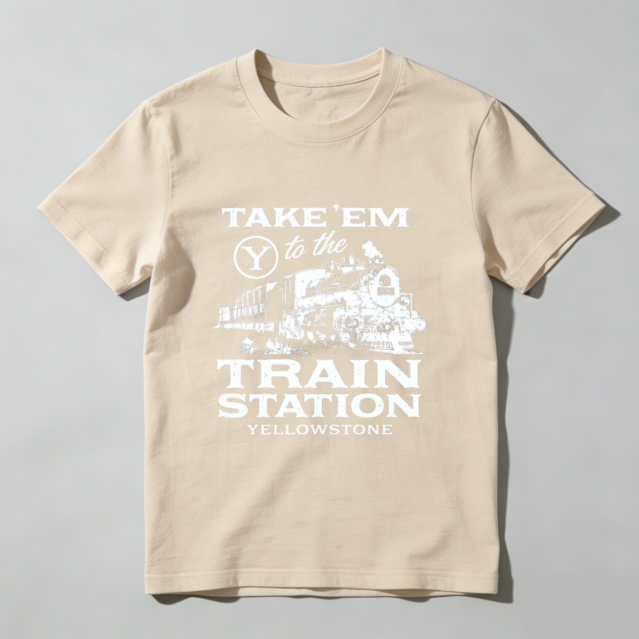 TEECURENT Take Em To The Train Station Yellowstone T Shirt Black Classic Fit Men Women Unisex Railroad Locomotive Graphic Tee