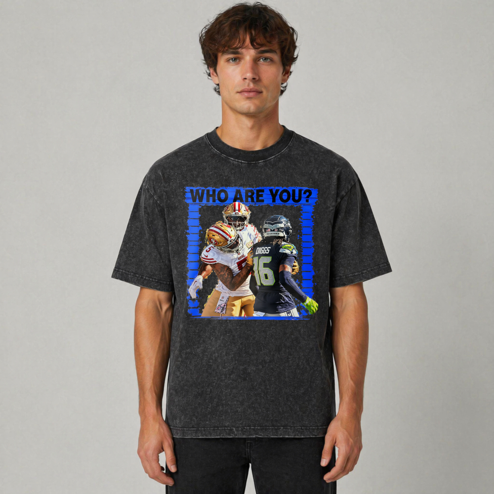 Retro Blue Grunge Frame Sports Quote Graphic Tee Unisex Washed T-Shirt