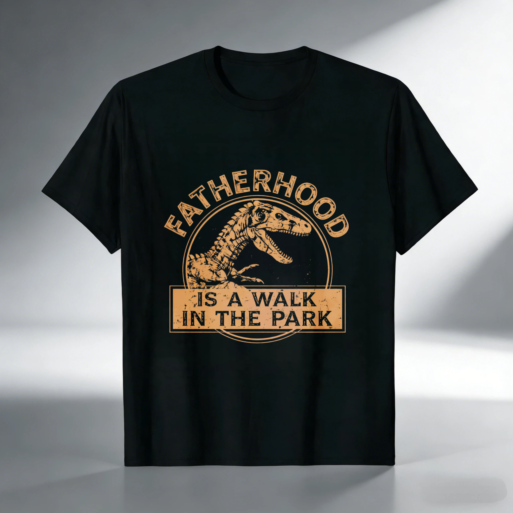 TEECURENT Fatherhood Is A Walk In The Park Dinosaur T-Shirt For Men Funny Dad Gift Shirt