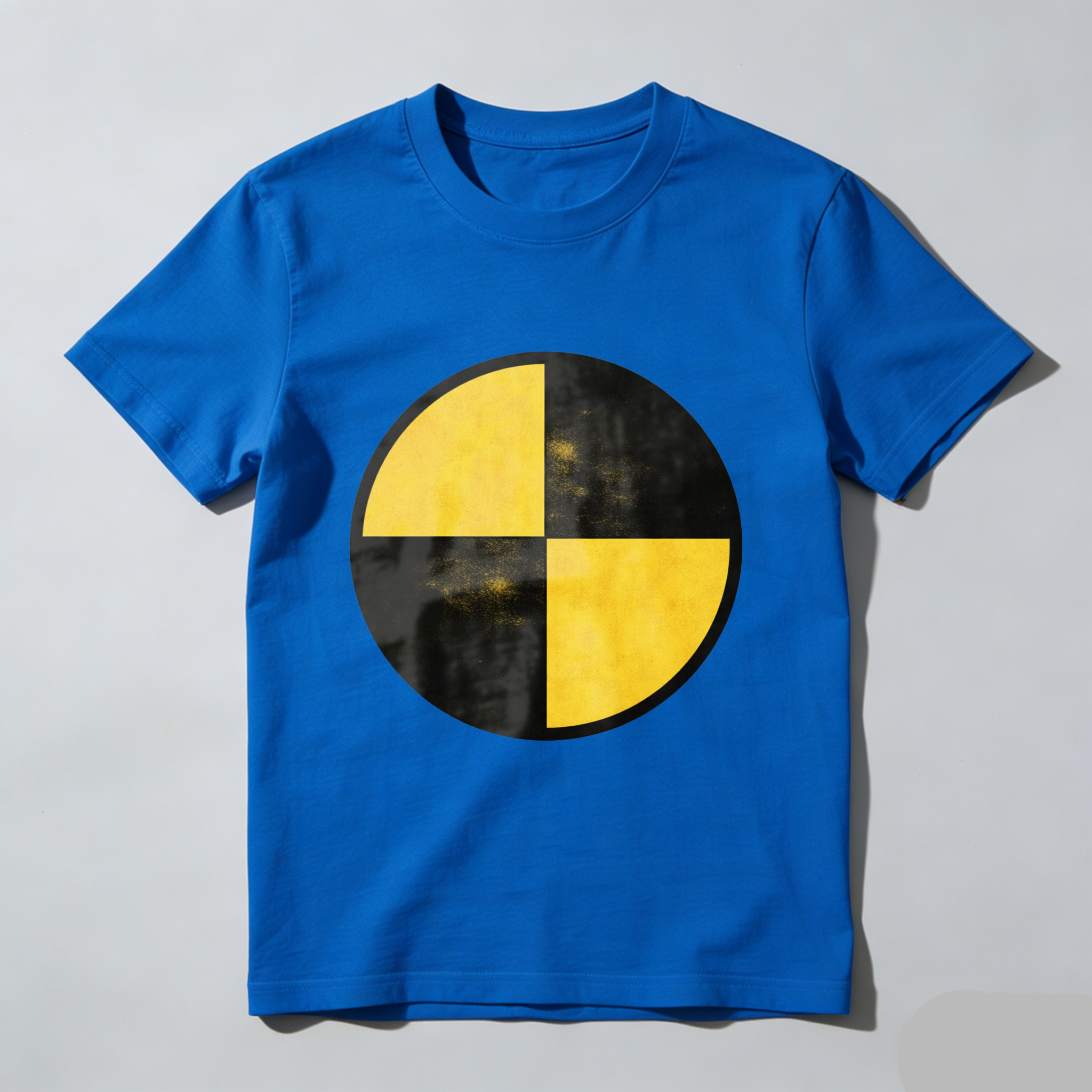 Black T-Shirt With Yellow And Black Circle Design Minimalist Art Graphic Tee Men Women Unisex Casual Wear