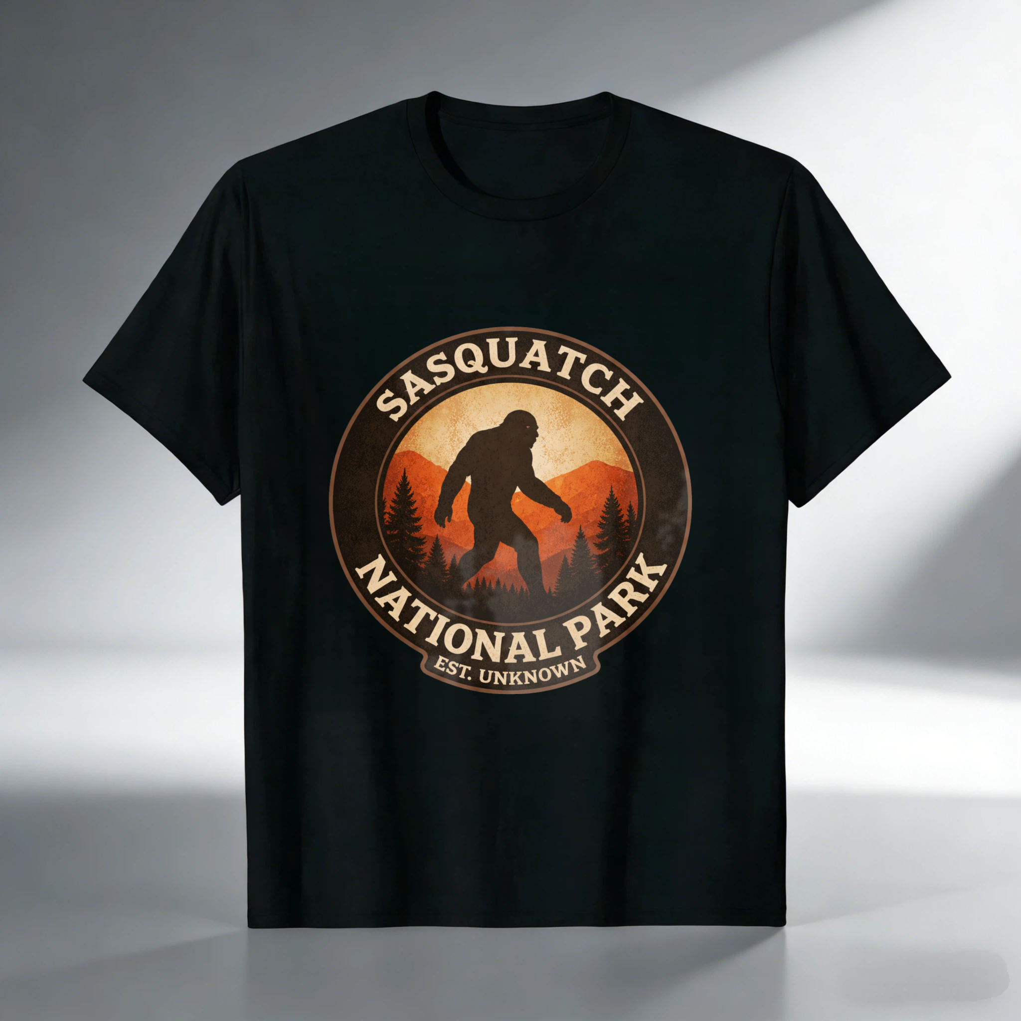 TEECURENT Sasquatch National Park T-Shirt Bigfoot Legend Outdoor Adventure Graphic Tee Unisex Casual Shirt