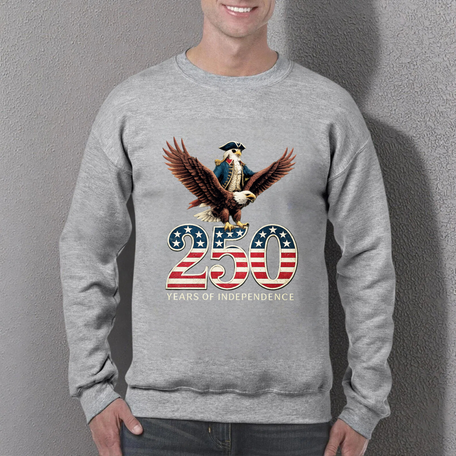 250 Years Of Independence American Eagle Patriotic Sweatshirt Black Crewneck Pullover For Men Women Unisex Casual Top