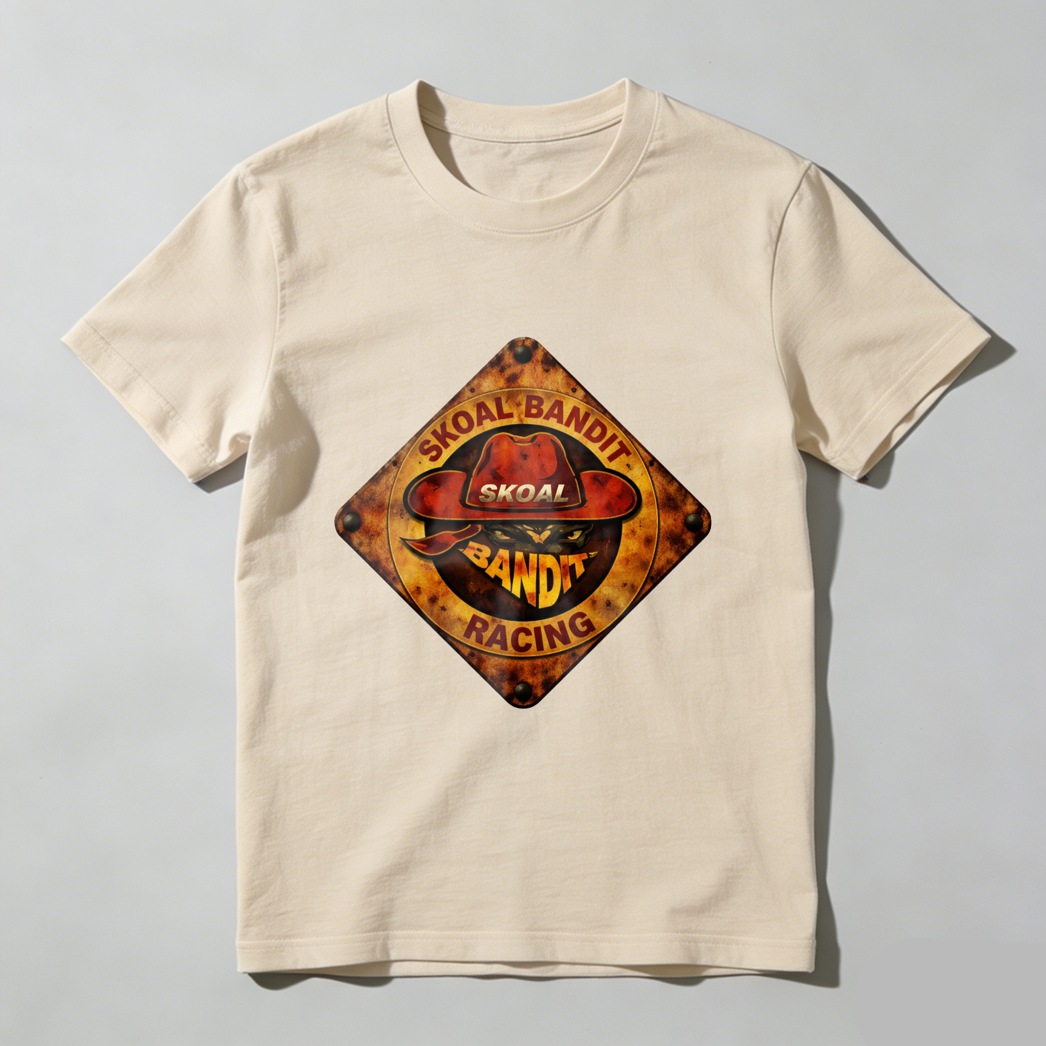 Skual Bandit Racing Logo T Shirt Men Women Black Classic Fit Graphic Tee Motorcycle Theme Vintage Style Design