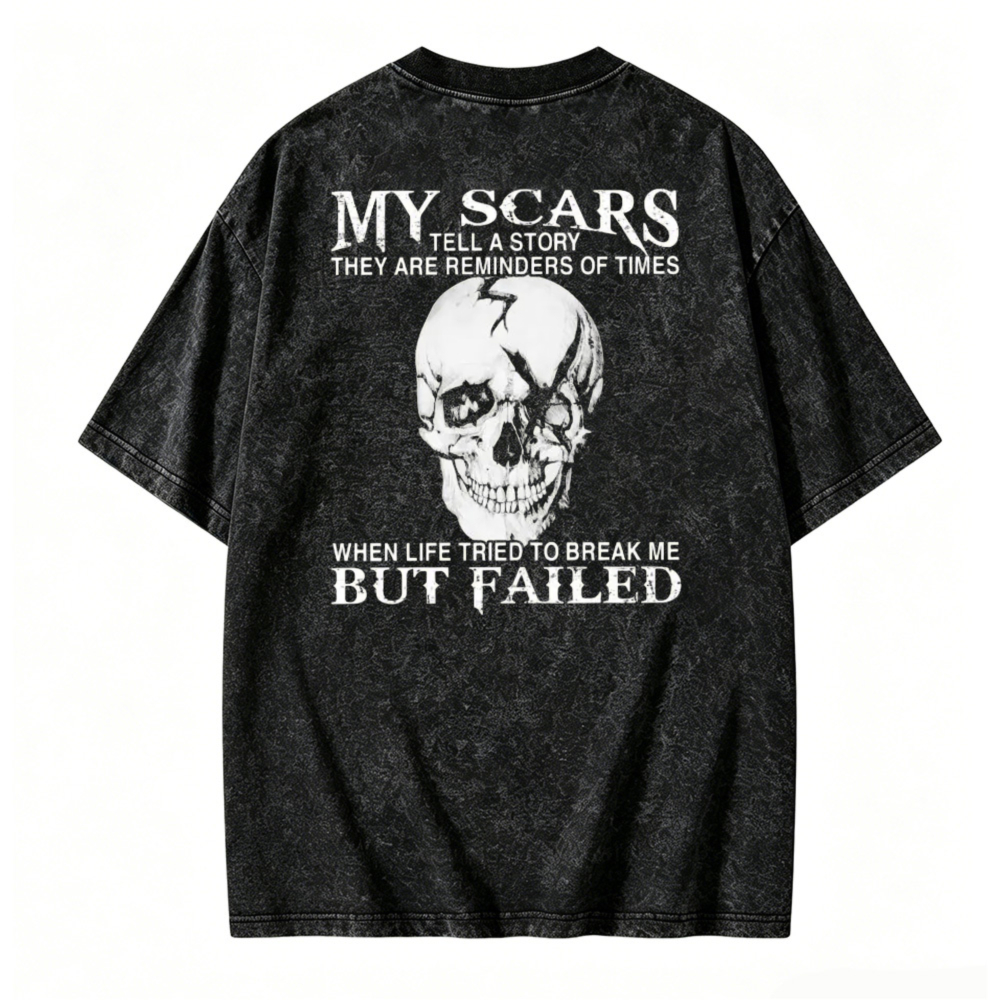 My Scars Tell A Story Skull Graphic Washed T-shirt
