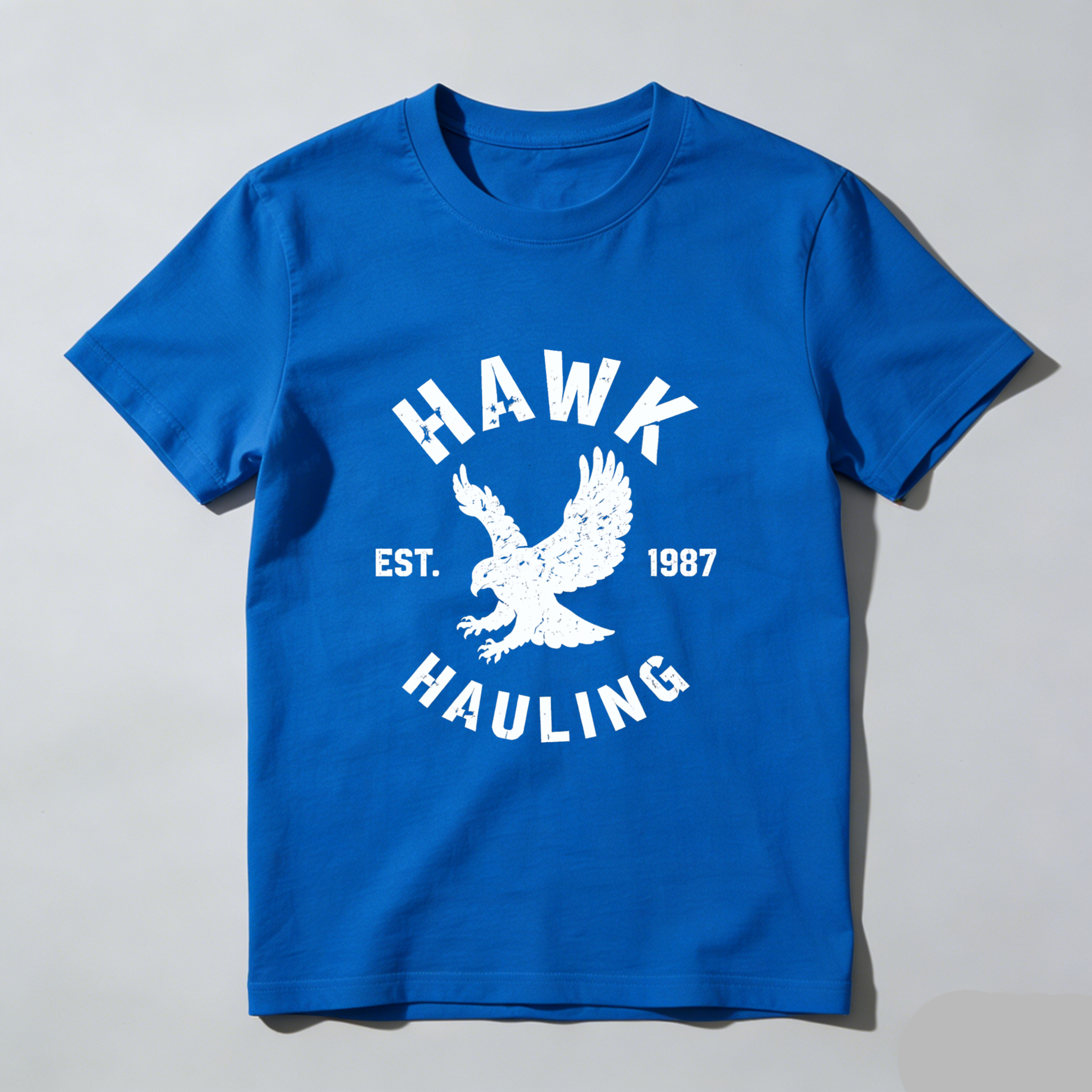 Hawk Hauling Est 1987 Eagle Logo T Shirt Black Cotton Men's Casual Graphic Tee