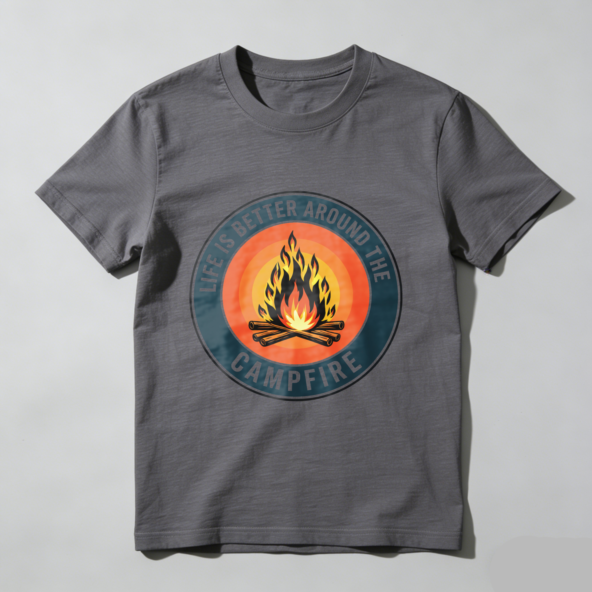 TEECURENT Life Is Better Around The Campfire Outdoor Camping T-Shirt Adventure Nature Flame Design Graphic Tee WOMEN