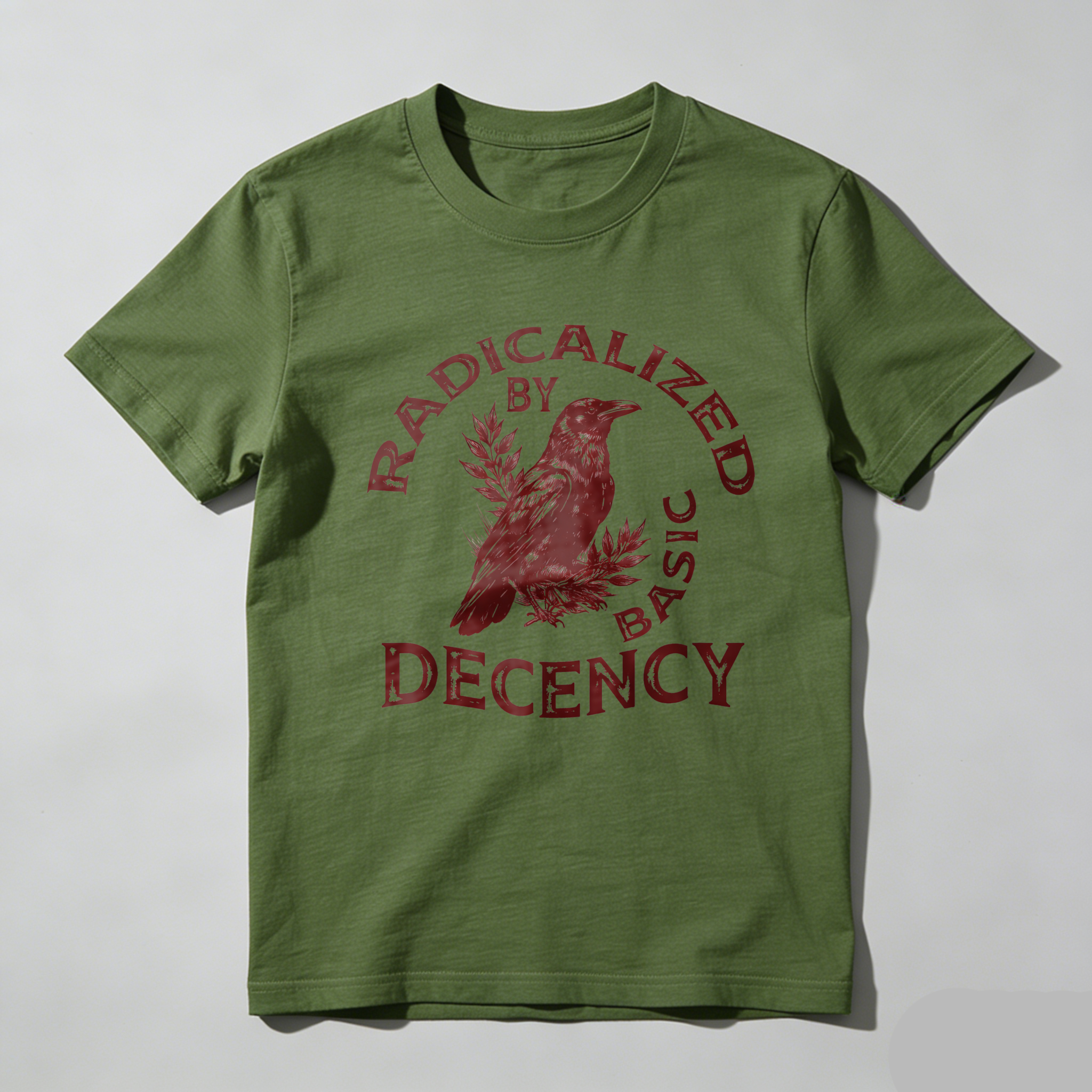 TEECURENTRadicalized By Basic Decency T Shirt Black Red Bird Graphic Men Women Unisex Fashion Statement Tee-TeeCurent