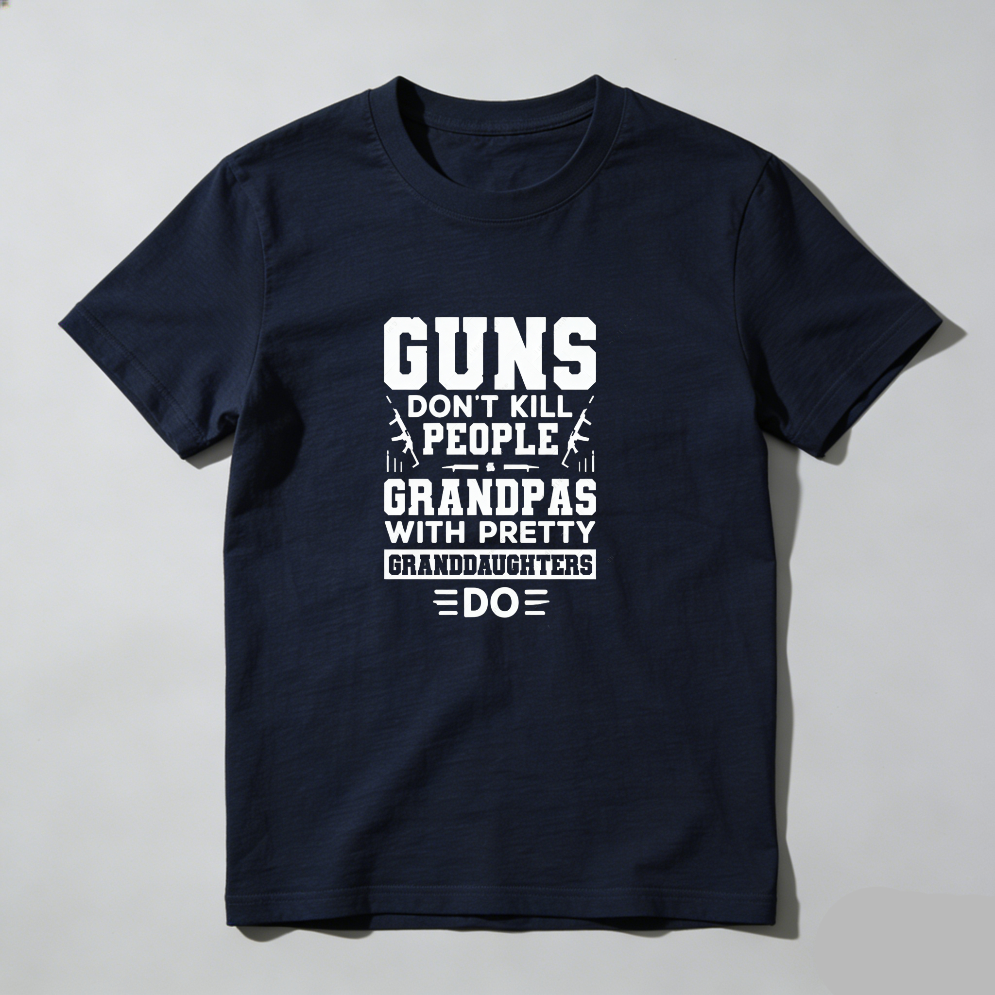 TEECURENT Guns Dont Kill People Grandpas With Pretty Granddaughters Do Pure Cotton Short Sleeve T Shirt-TeeCurent