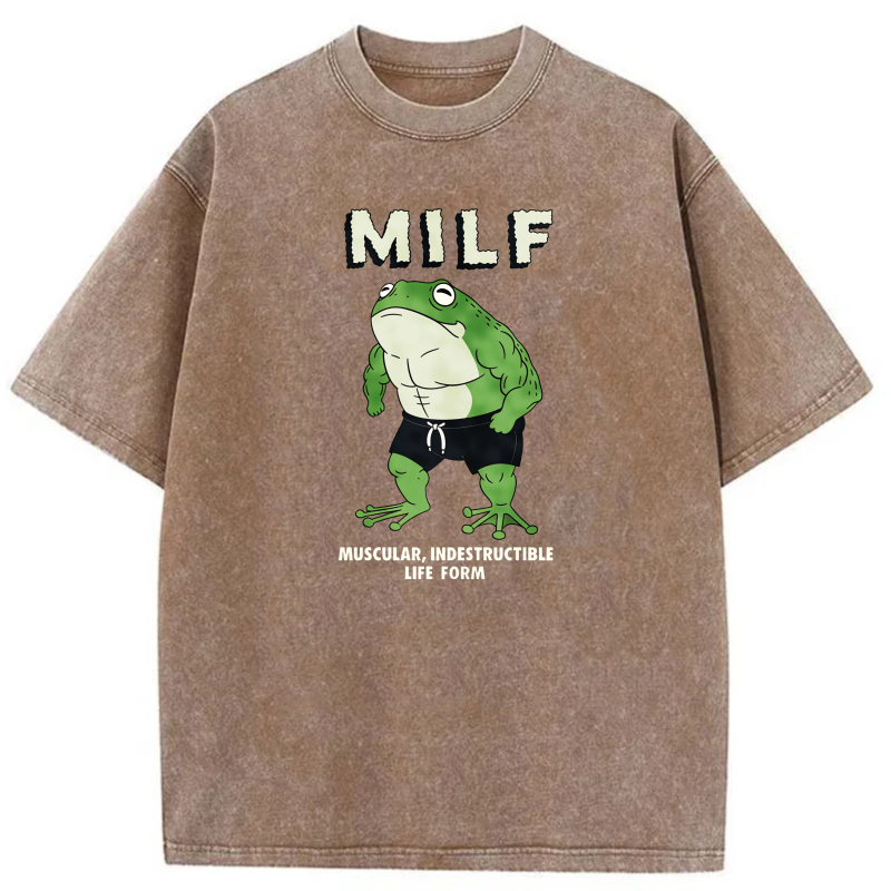 Muscular Indestructible Life Form Frog Design tshirt 100% cotton