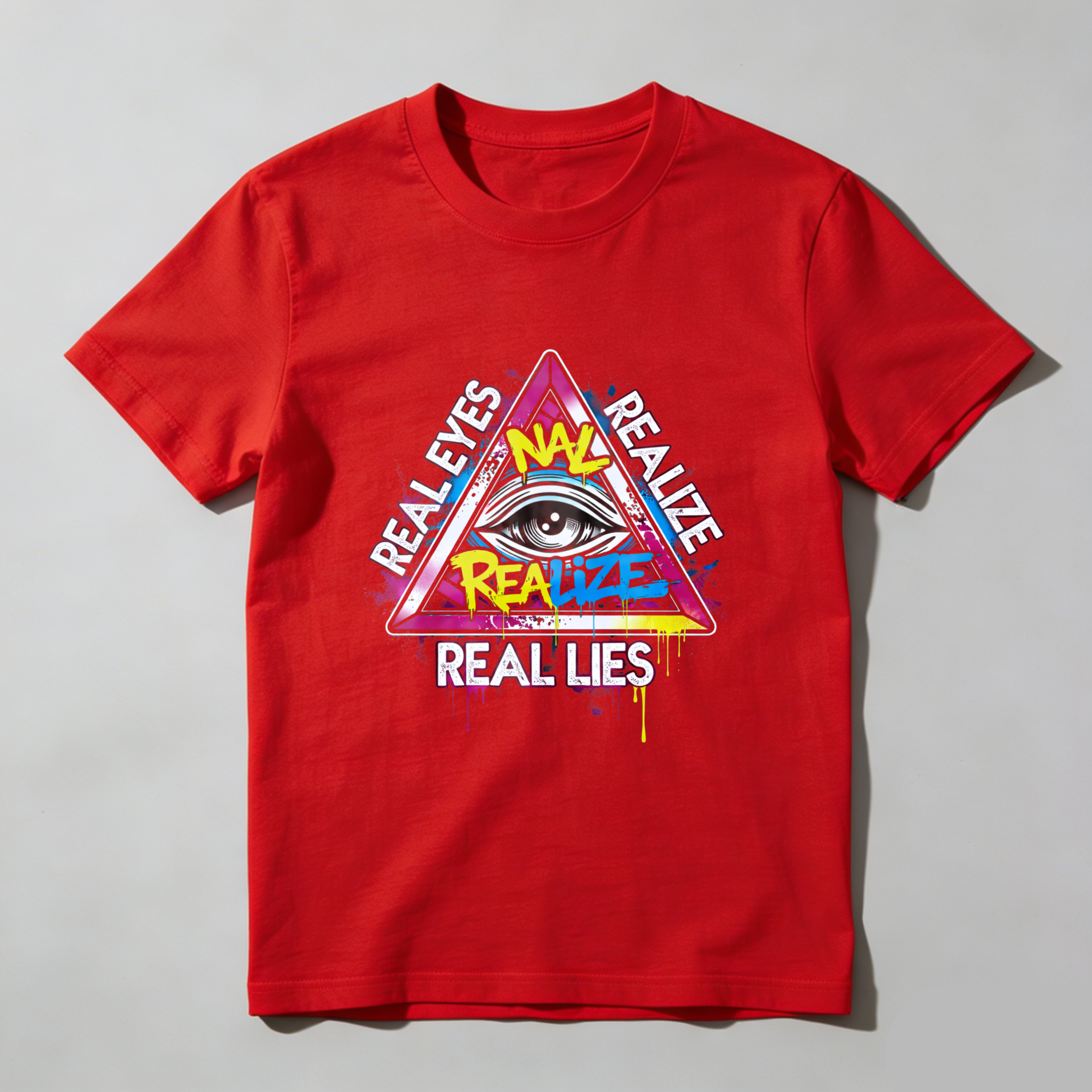 TEECURENT  Real Eyes Realize Real Lies Eye Pyramid Design TEECURENT