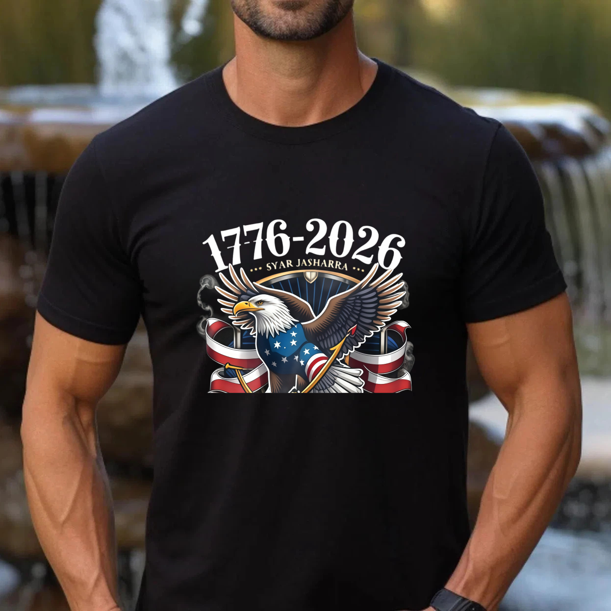 TEECURENT T-SHIRT  Eagle Flag Stars Stripes 1776 2026 America