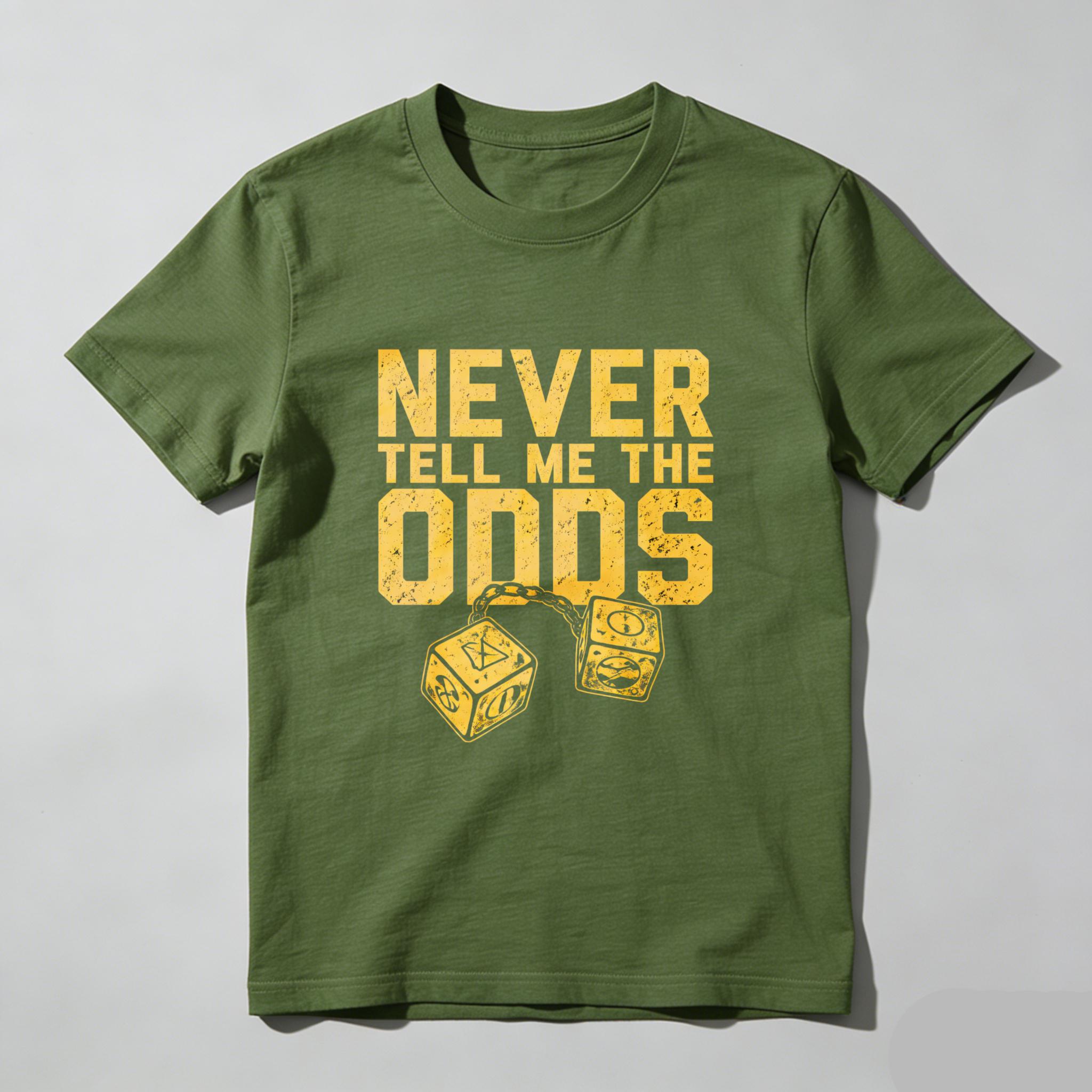 TEECURENT Never Tell Me The Odds T Shirt Star Wars Inspired Quote With Dice Design Black Men Women Casual Wear