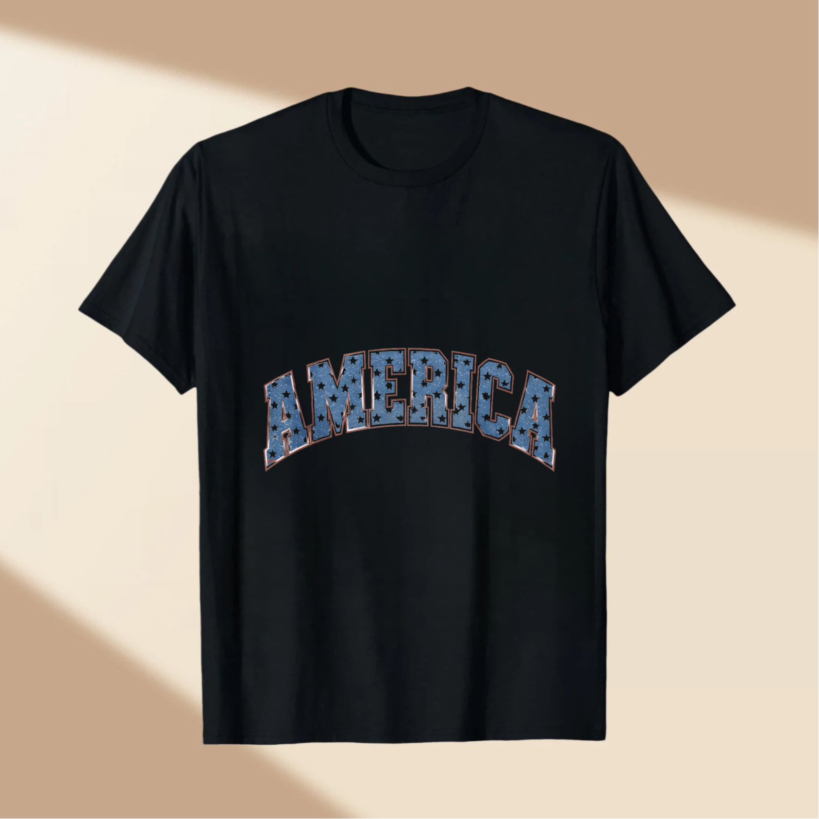 TEECURENT America Patriotic Stars And Stripes T Shirt Black Unisex Casual Top For Men Women WOMEN
