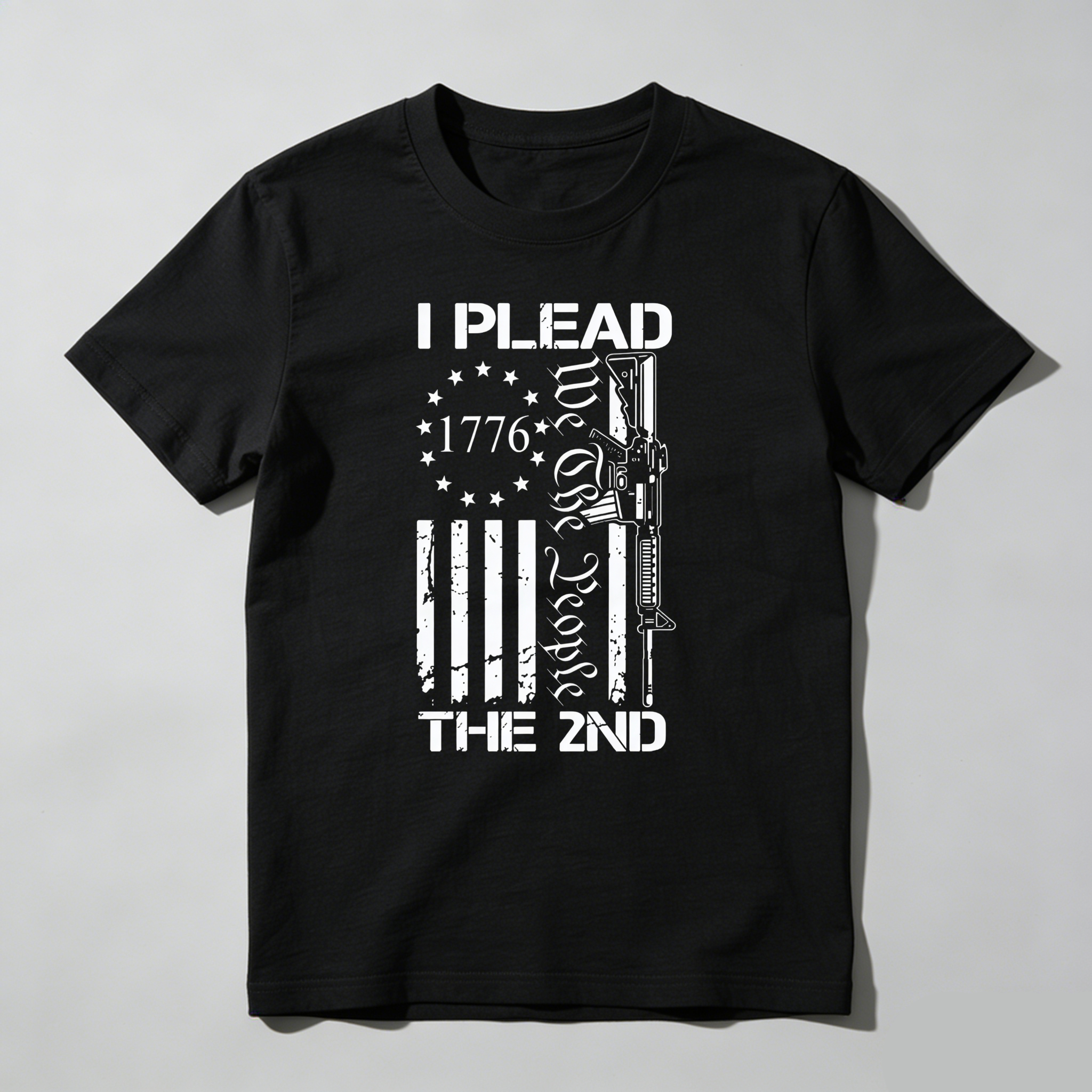 TEECURENT I Plead The 2nd Amendment Flag Gun 1776 Pure Cotton Short Sleeve T Shirt-TeeCurent