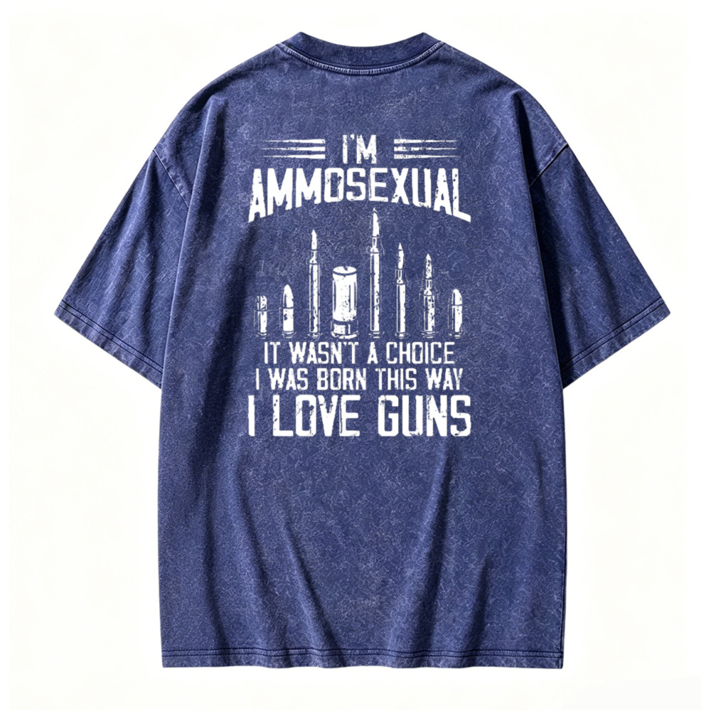 Ammosexual I Love Guns Bullet Graphic Washed T-shirt