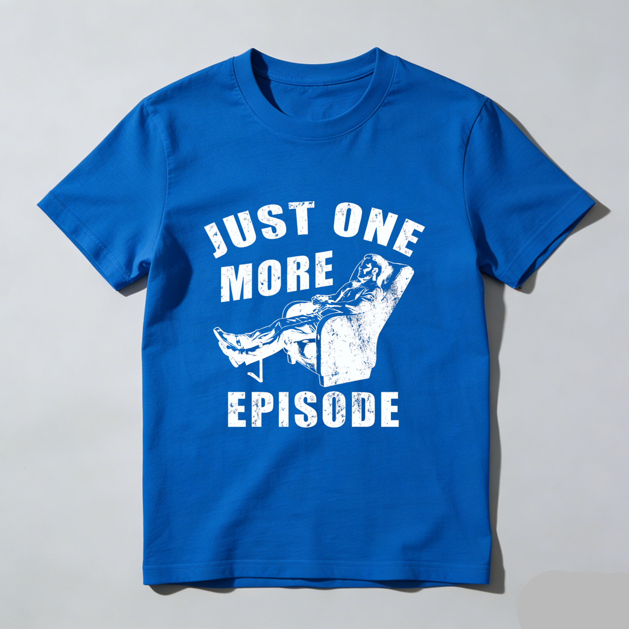TEECURENT Just One More Episode T-Shirt With Couch And Remote Design For TV Show Fans