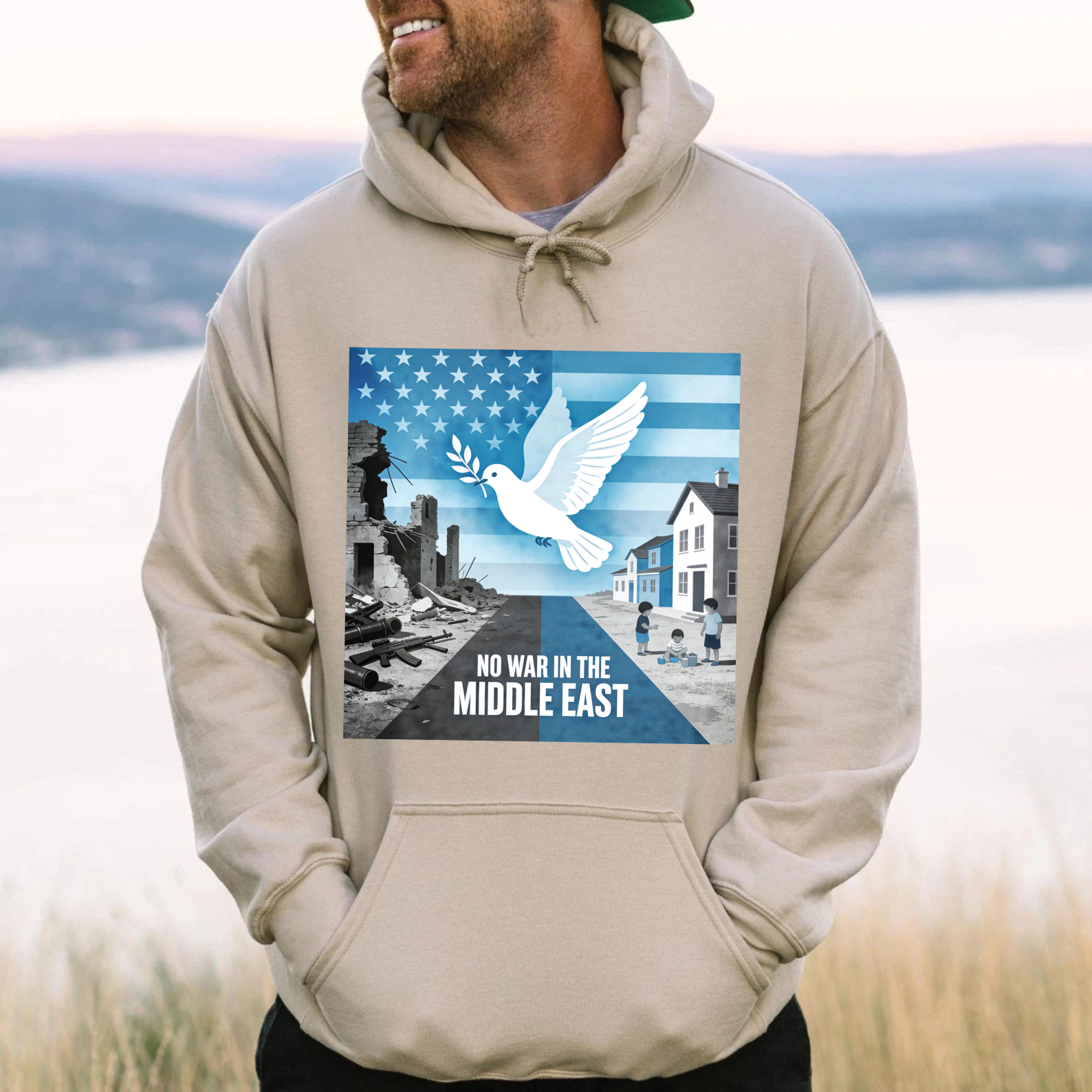 TEECURENT No War In The Middle East Peace Dove Usa Flag Hoodie For Men Women Anti War Statement Sweatshirt Political Activism Apparel