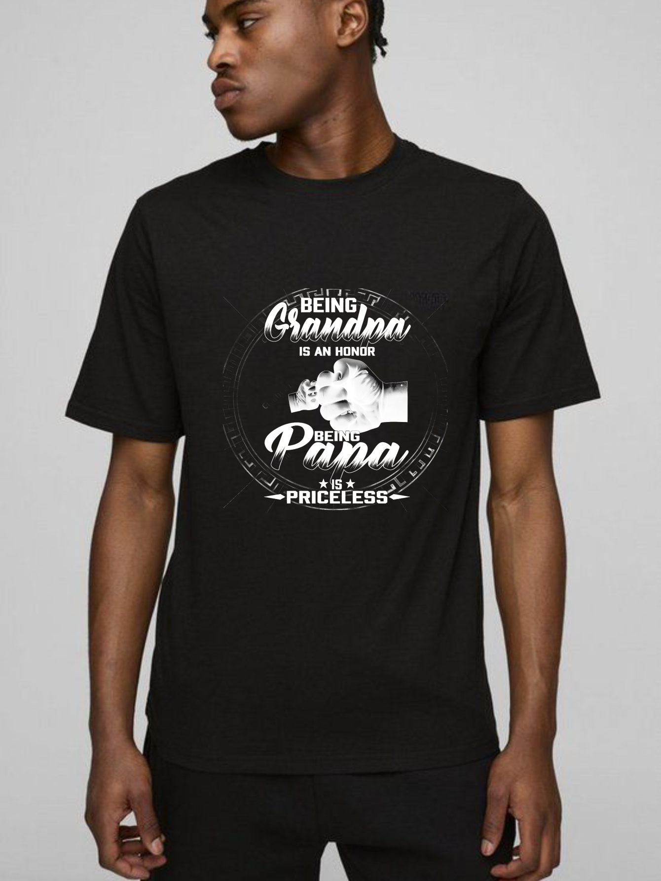 TEECURENT Being Grandpa Is An Honor Being Papa Is Priceless Pure Cotton Short Sleeve T Shirt-TeeCurent