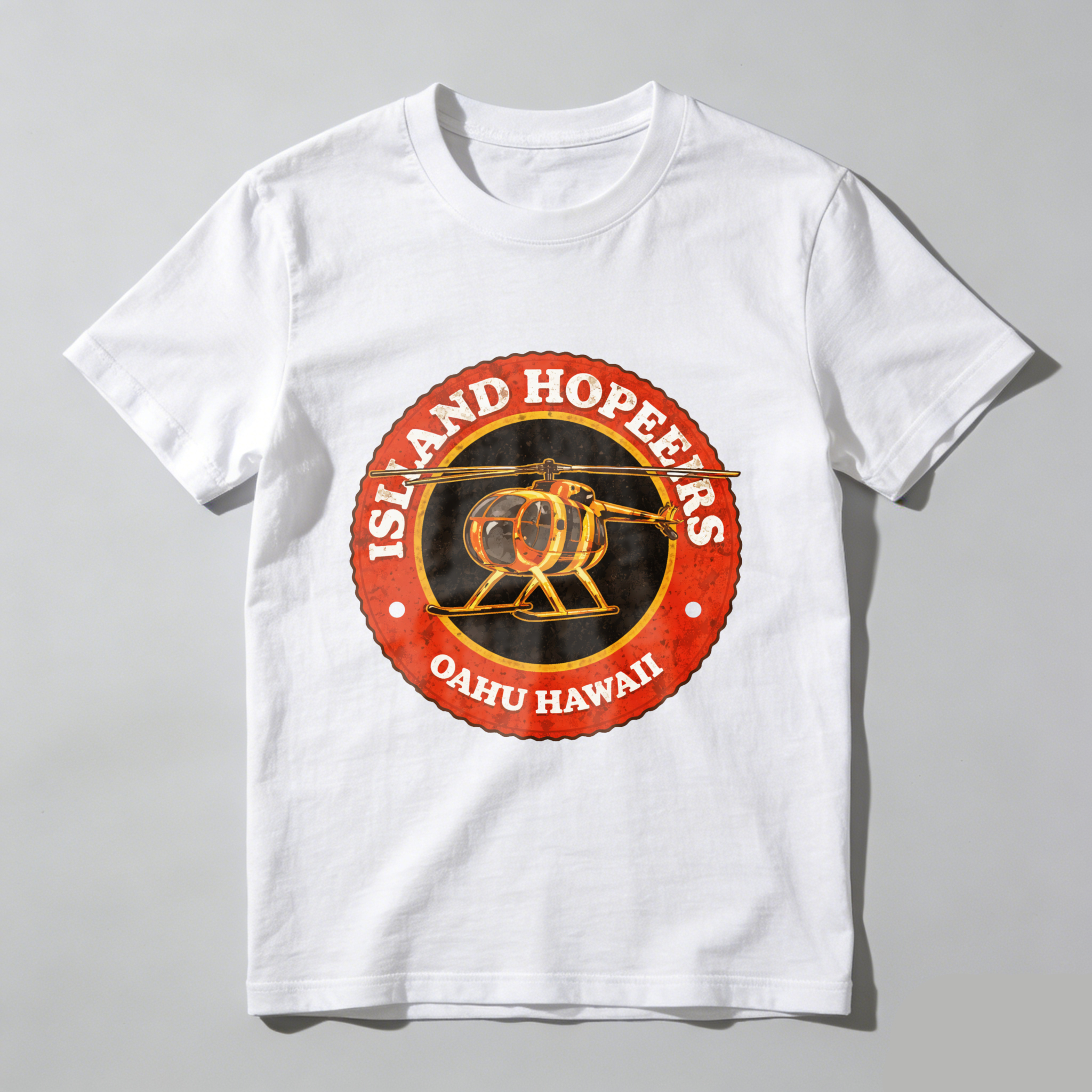 Island Hoppers Oahu Hawaii Helicopter Tour T-Shirt Black