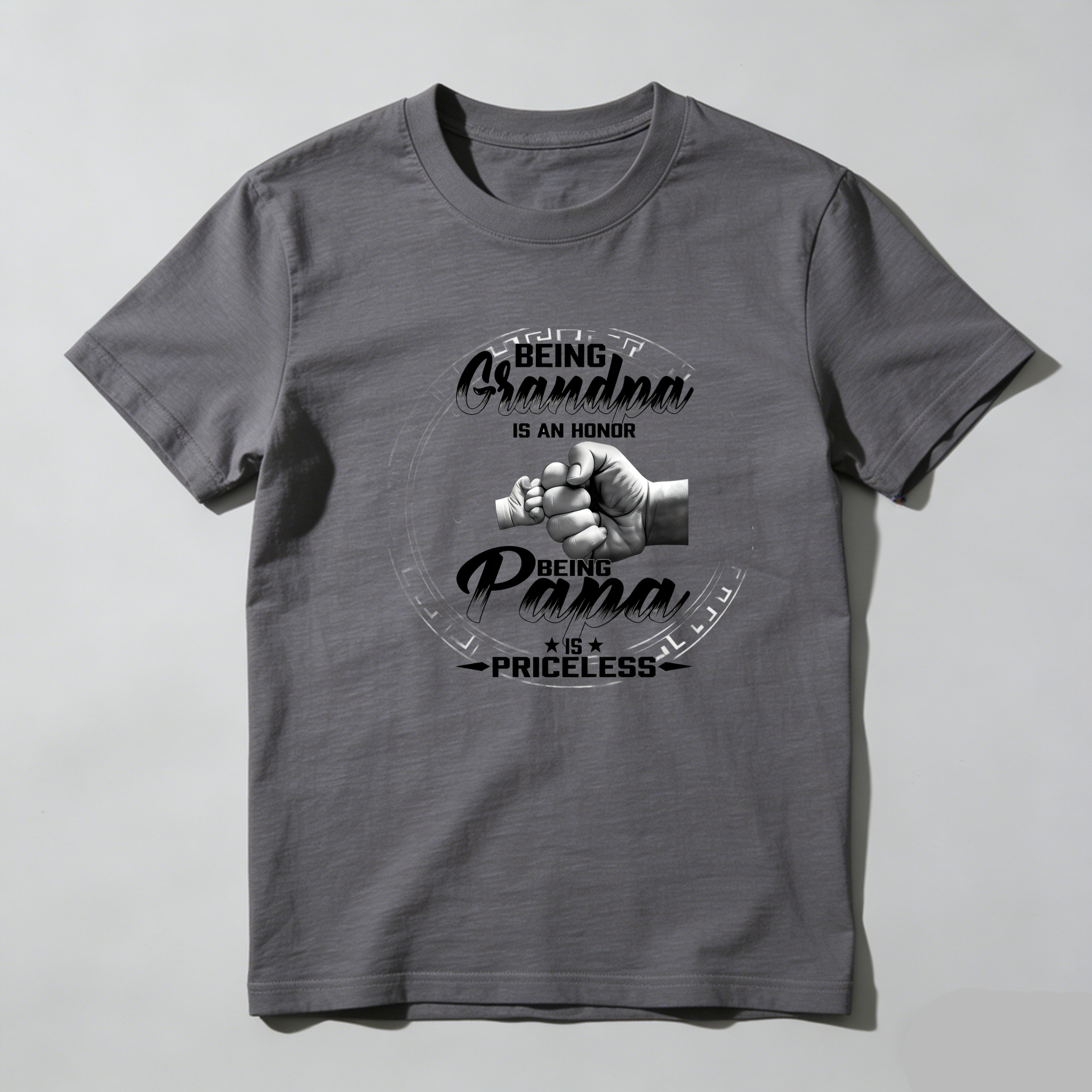 TEECURENT Being Grandpa Is An Honor Being Papa Is Priceless Pure Cotton Short Sleeve T Shirt-TeeCurent