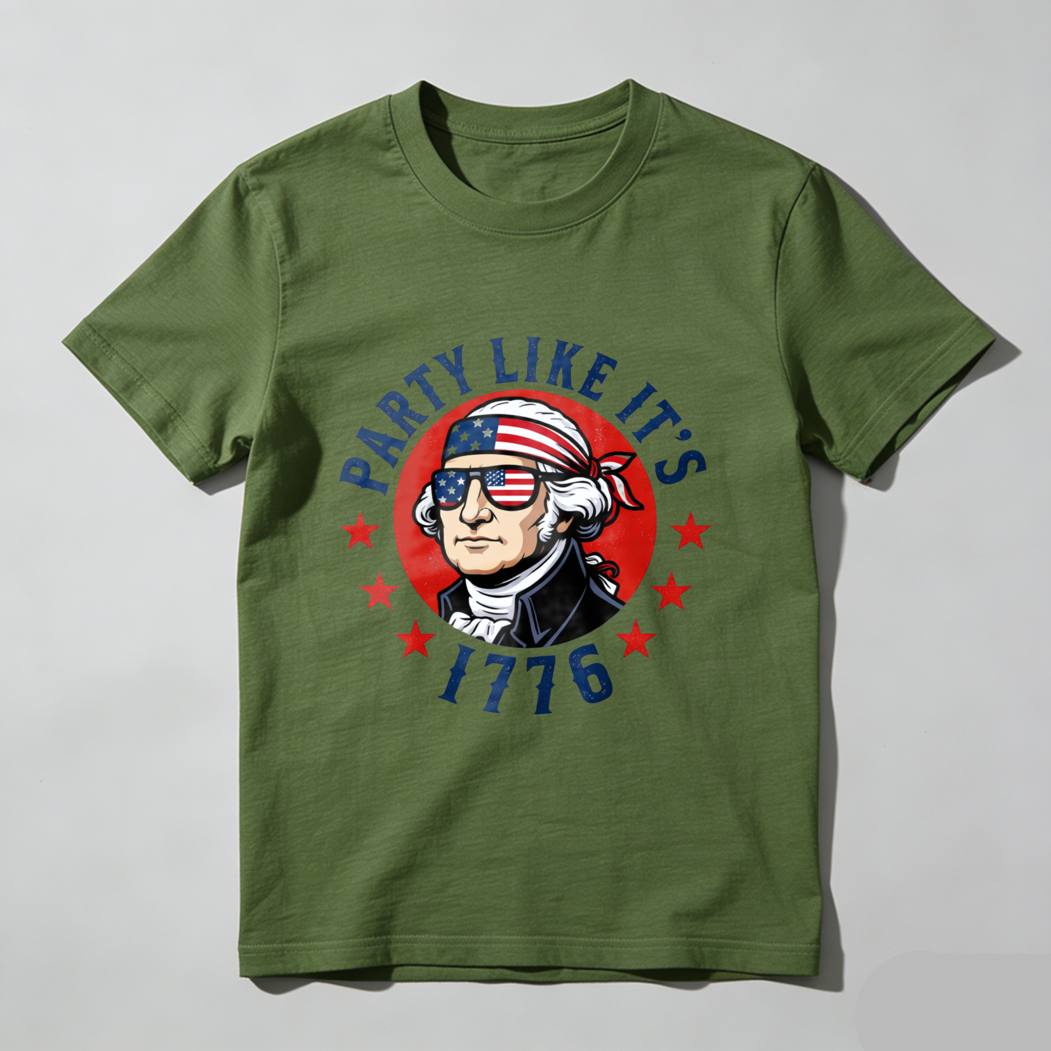 Party Like Its 1776 George Washington Patriotic T-Shirt American Flag Design Independence Day Celebration Apparel