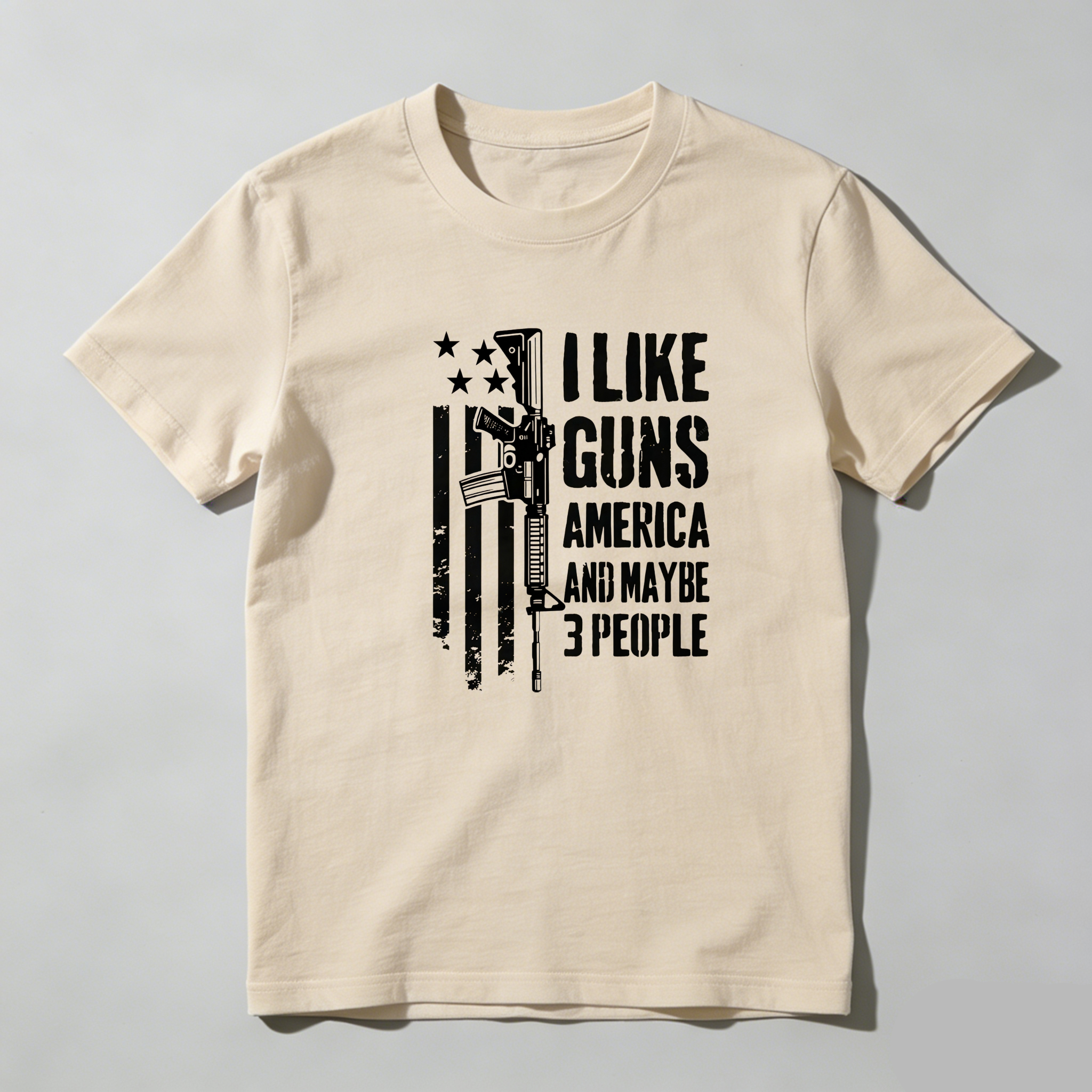 TEECURENT I Like Guns America And Maybe 3 People Pure Cotton Short Sleeve T Shirt-TeeCurent