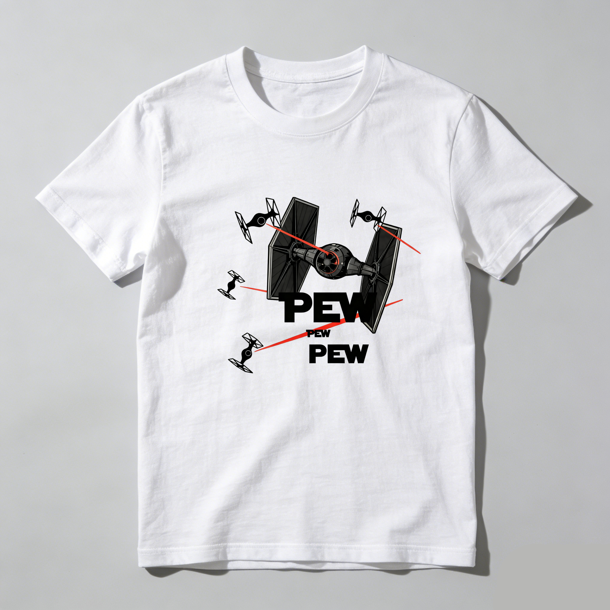 TEECURENT Star Wars Fighter Pew Pew Pure Cotton Short Sleeve T Shirt-TeeCurent