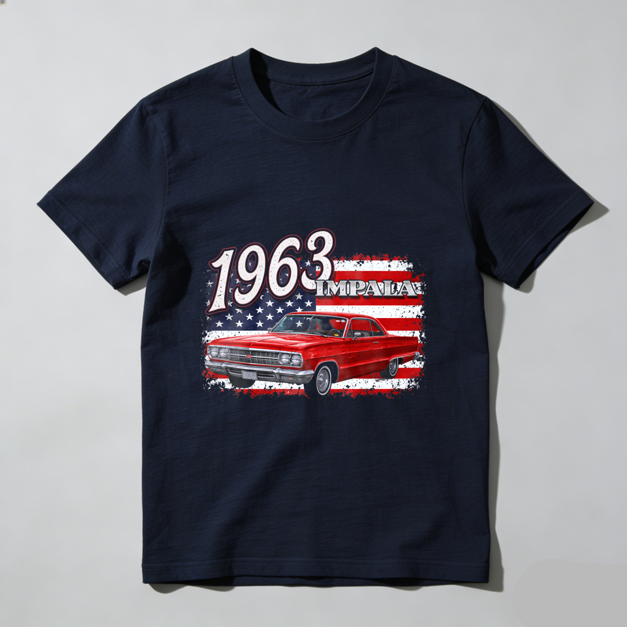 1963 Impala Classic Car American Flag Design T-Shirt