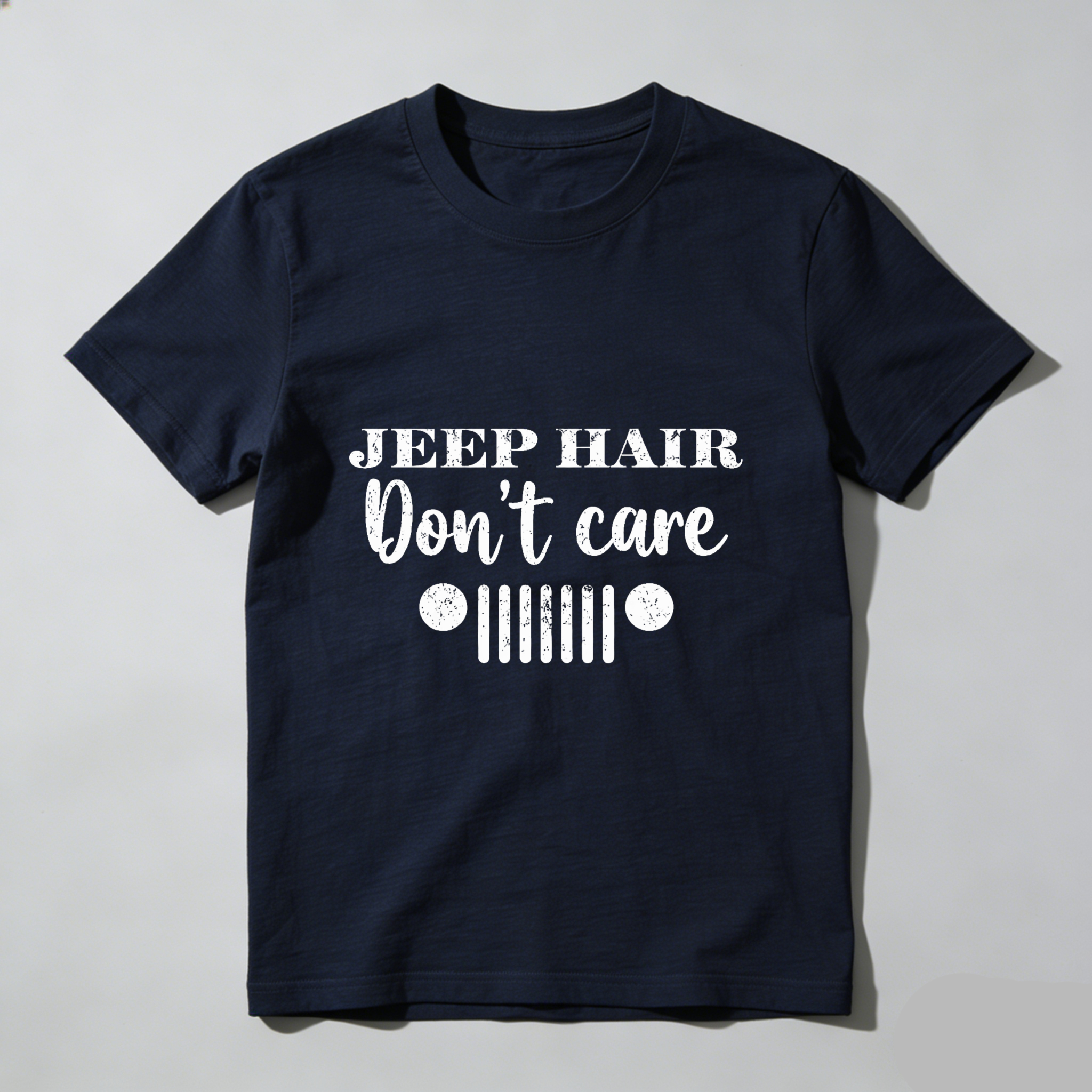 Jeep Hair Dont Care T Shirt With Jeep Grill Design For Jeep Lovers And Outdoor Enthusiasts