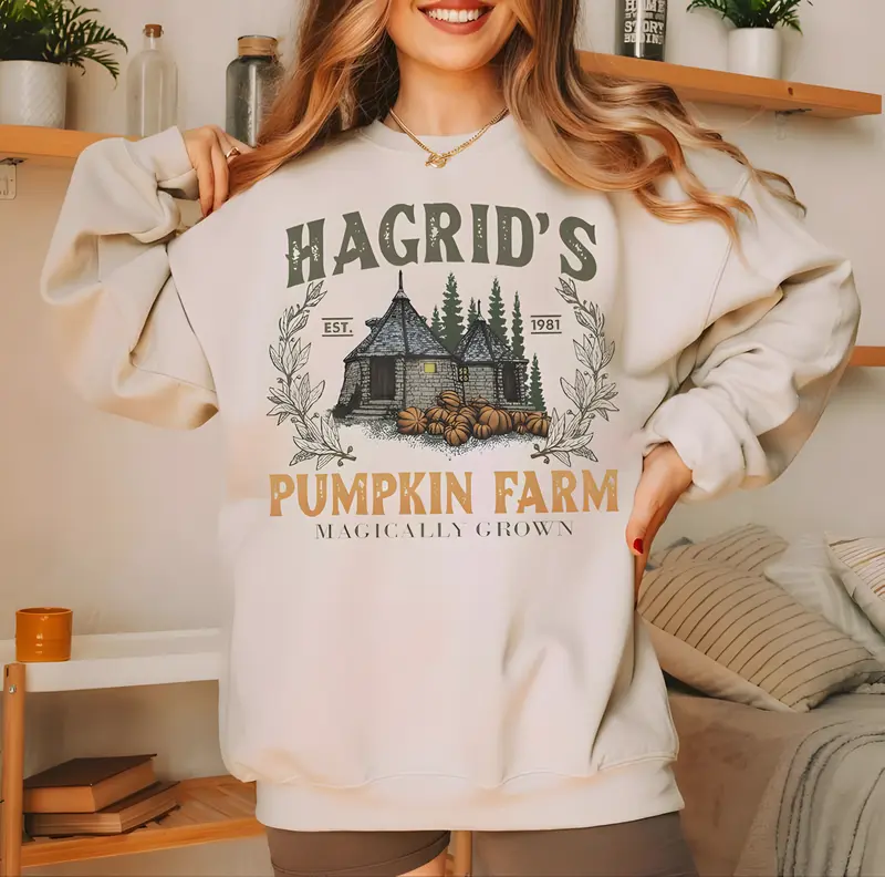 Hagrid's Pumpkin Patch Shirt - Sweatshirt - Hoodie, Vintage Fall Shirt, Retro Halloween T-Shirt, Pumpkin Patch Sweatshirt, Wizard Halloween Shirt, Spooky Season T-Shirt, HP Fan Gift