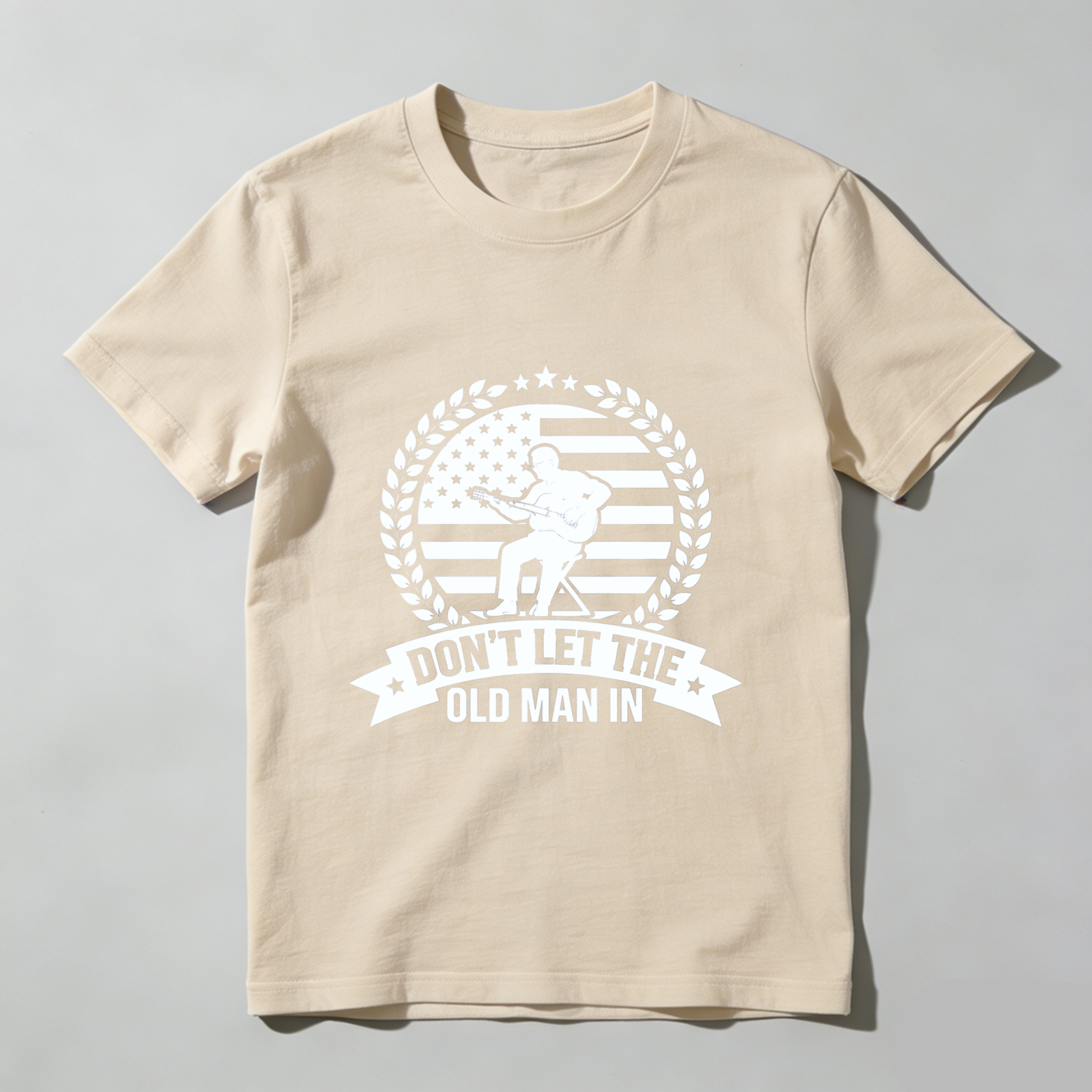 TEECURENT Dont Let The Old Man In American Flag T-Shirt Funny Humorous Graphic Tee Men Women Casual Wear