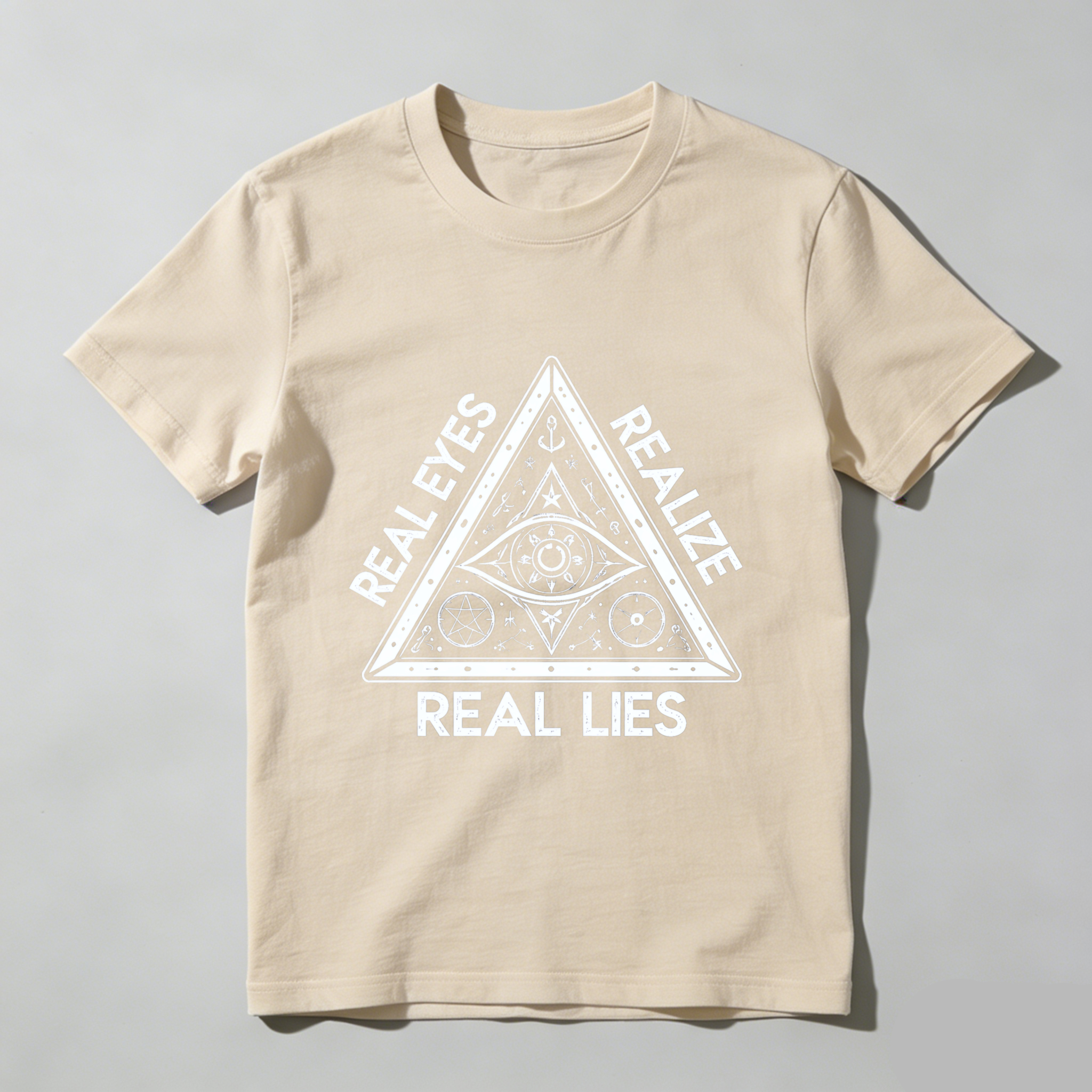 TEECURENT  Real Eyes Realize Real Lies Pyramid Eye Symbol(7) TEECURENT