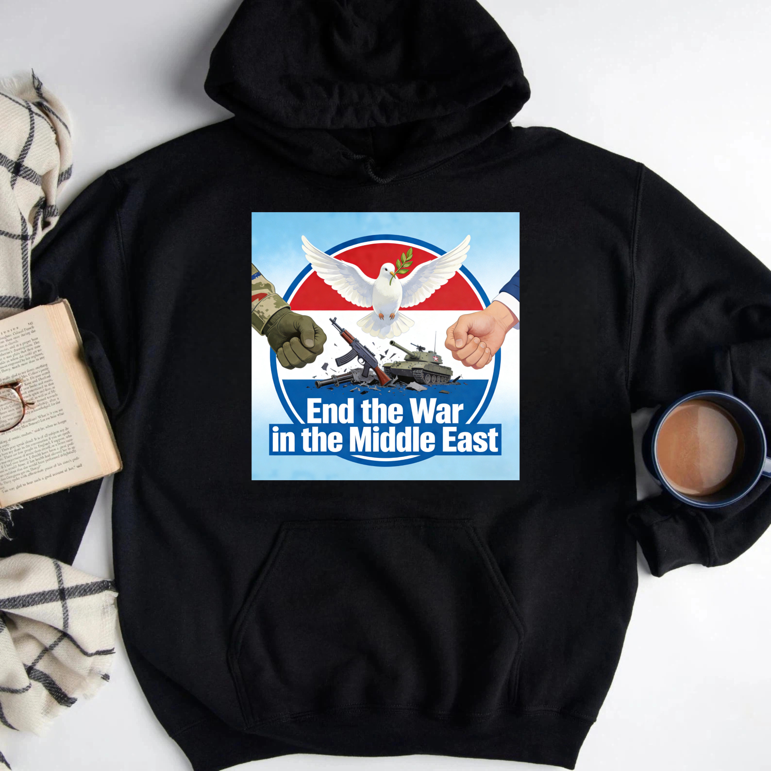 TEECURENT End The War In The Middle East Peace Dove Hoodie With Graphic Design For Peace Advocates And Humanitarian Supporters