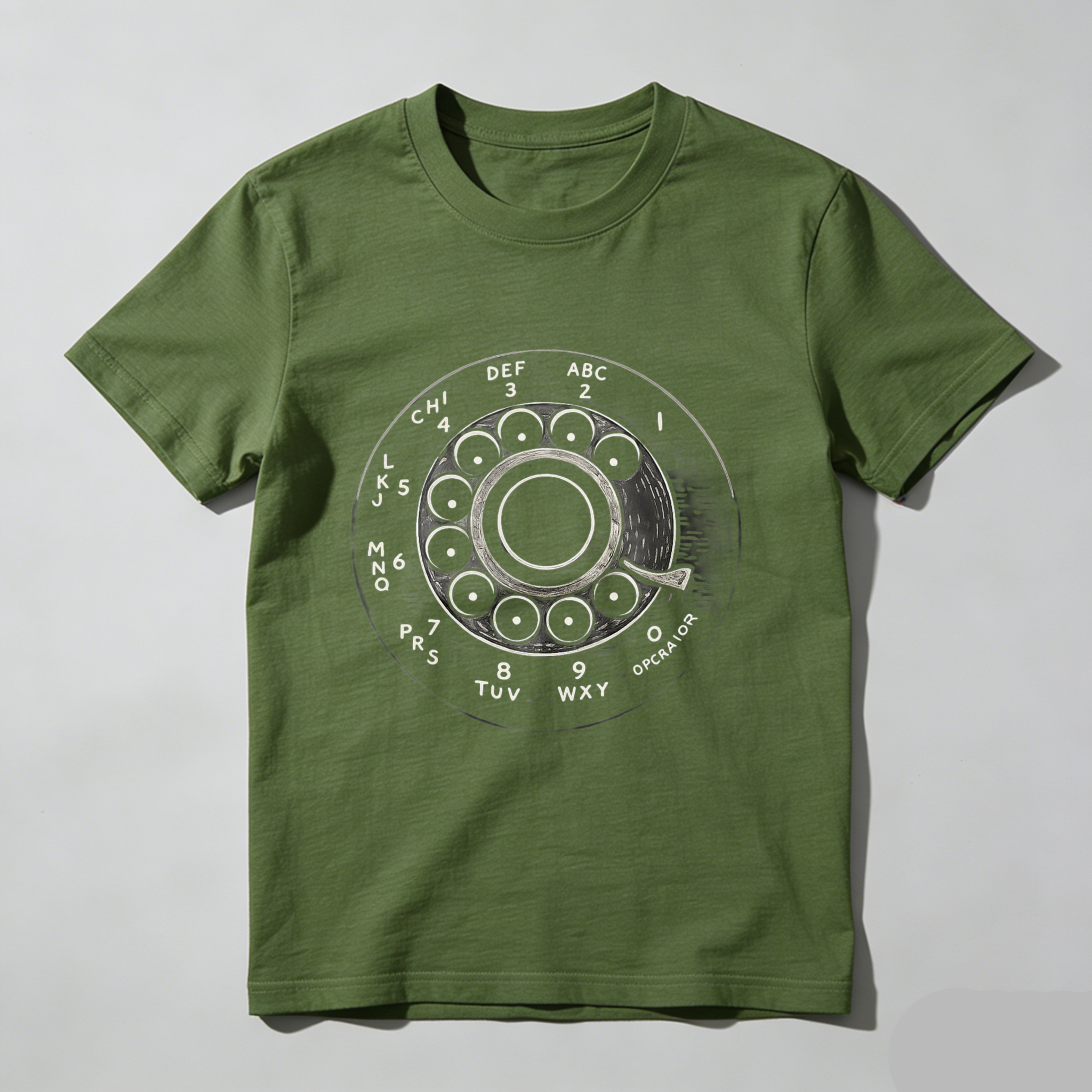Vintage Rotary Phone Dial Design T Shirt Made In Usa Classic Retro Telephone Pattern Black Cotton Unisex Tee