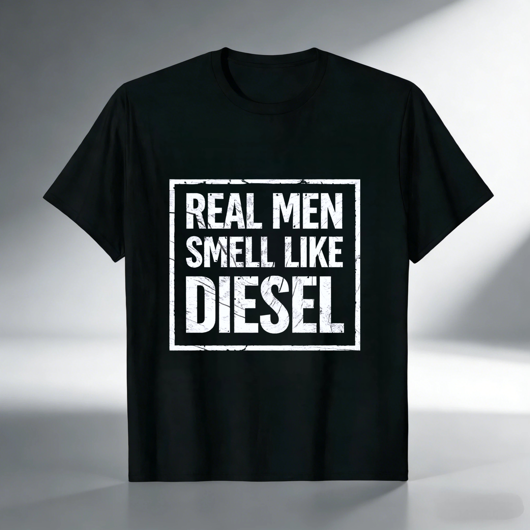 Real Men Smell Like Diesel T-Shirt For Men Black Casual Graphic Tee Shirt With Bold Statement Design