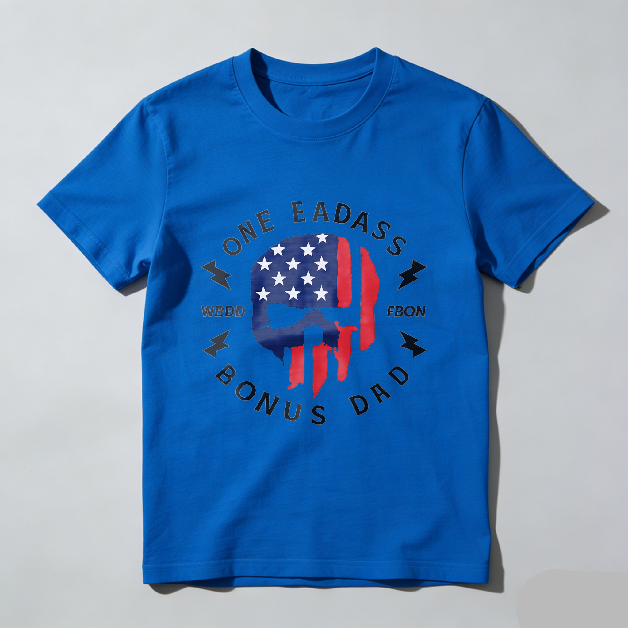 One Badass Bonus Dad T Shirt American Flag Skull Design Made In Usa