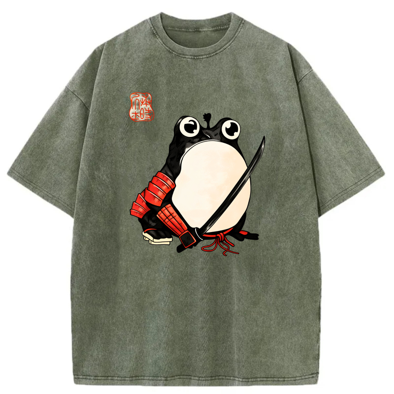 Frog Samurai With Sword And Red Armor tshirt 100% cotton