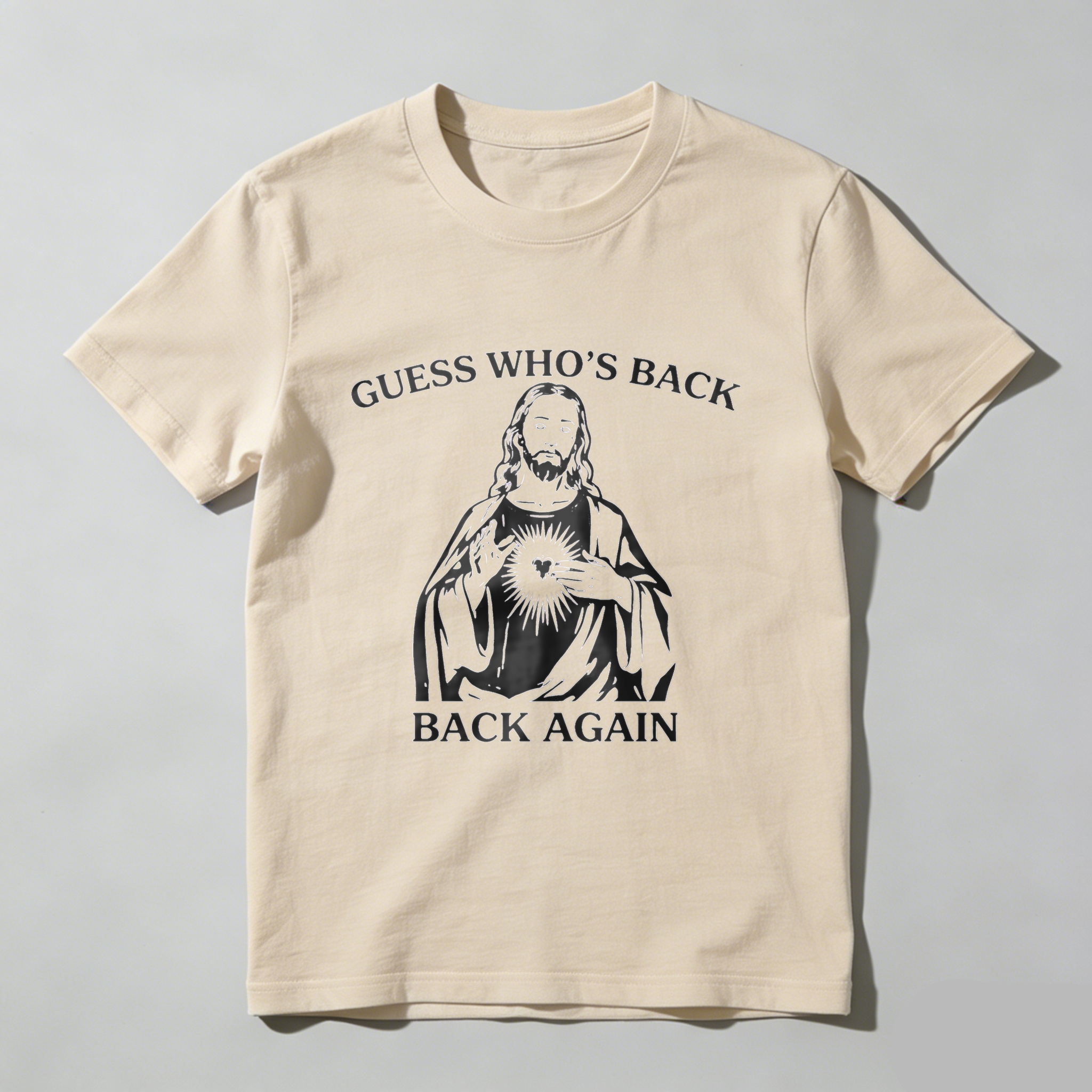 TEECURENT Guess Whos Back Jesus Christ Back Again T Shirt Religious Christian Faith Humor Gift WOMEN