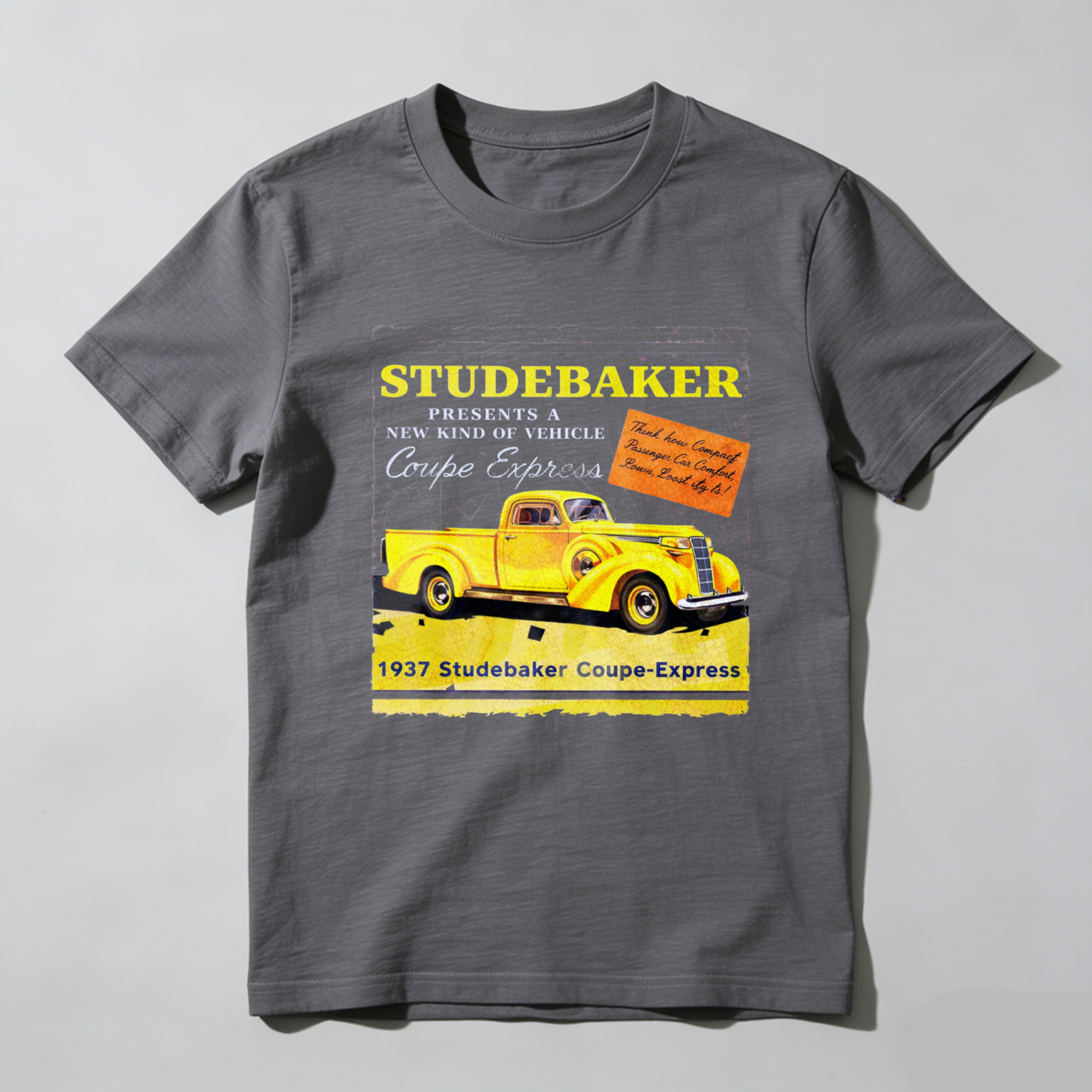 Studebaker 1937 Coupe Express Vintage Car Advertisement T-Shirt Classic Automotive Design Men's Black Shirt
