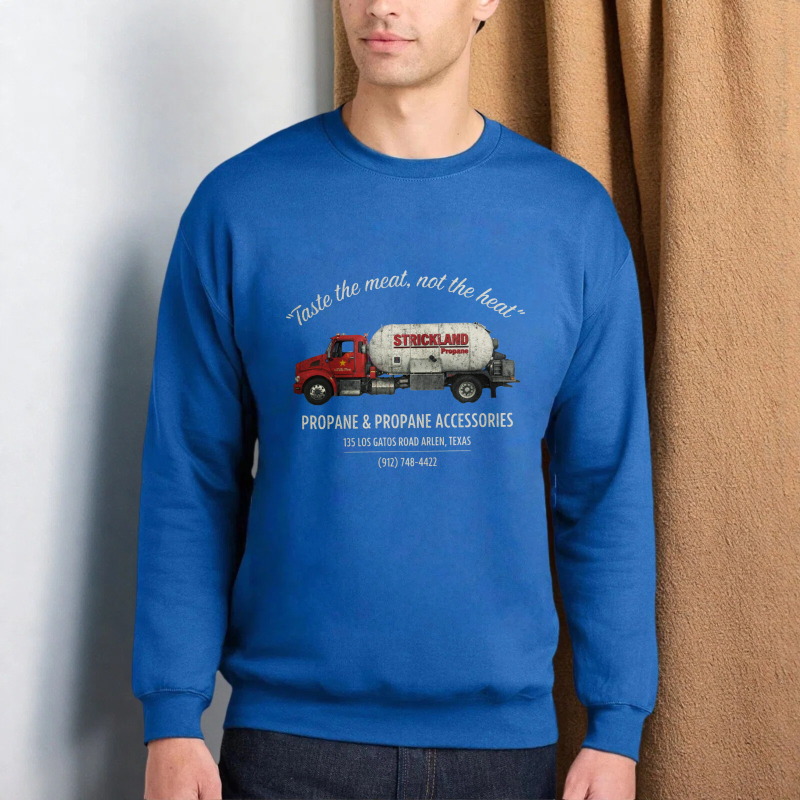 TEECURENT Stockland Propane And Accessories Sweatshirt With Truck Graphic And Texas Address For Grilling Enthusiasts
