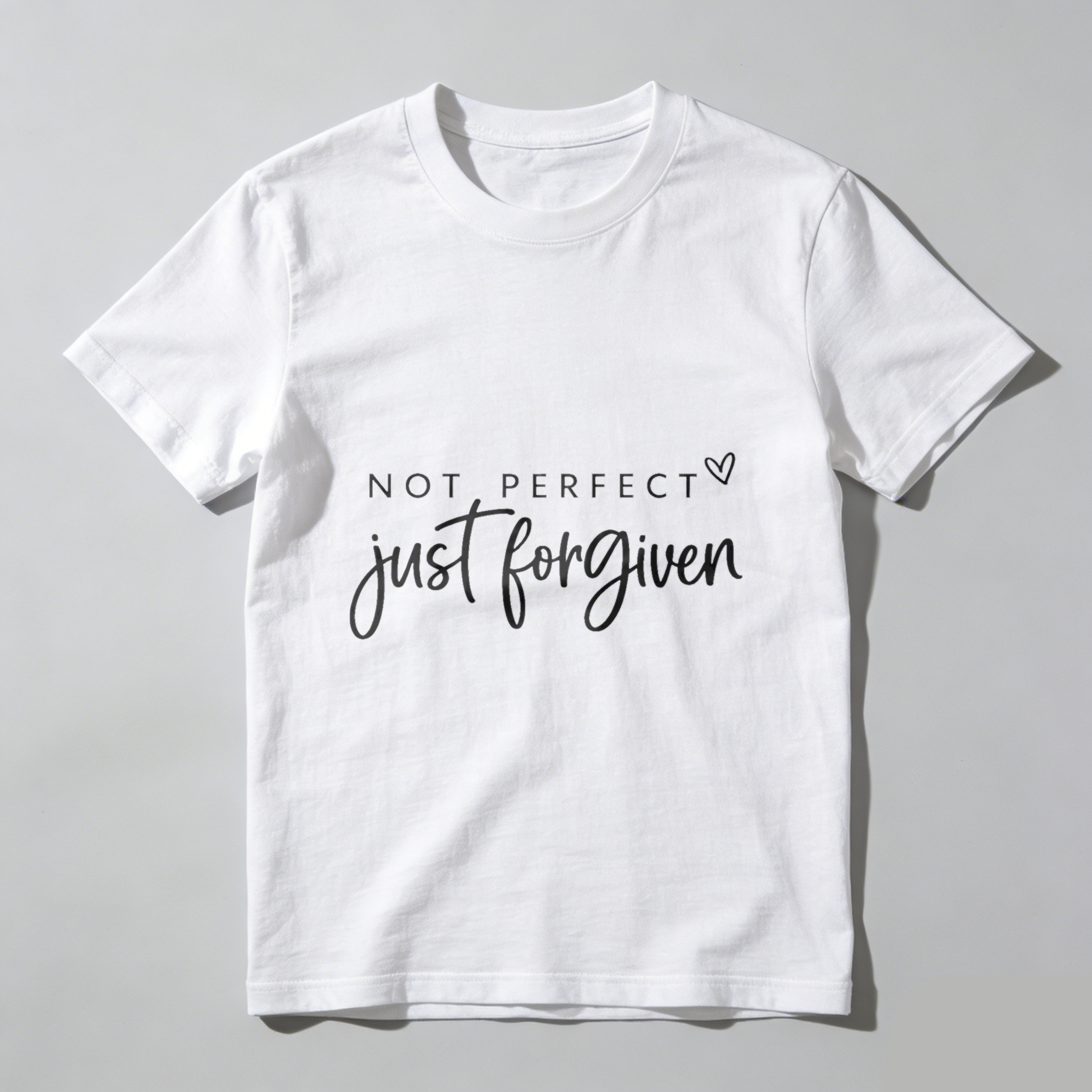 TEECURENT Not Perfect Just Forgiven Christian T Shirt Faith Inspired Religious Message For Women And Men Black Cotton Tee Top WOMEN