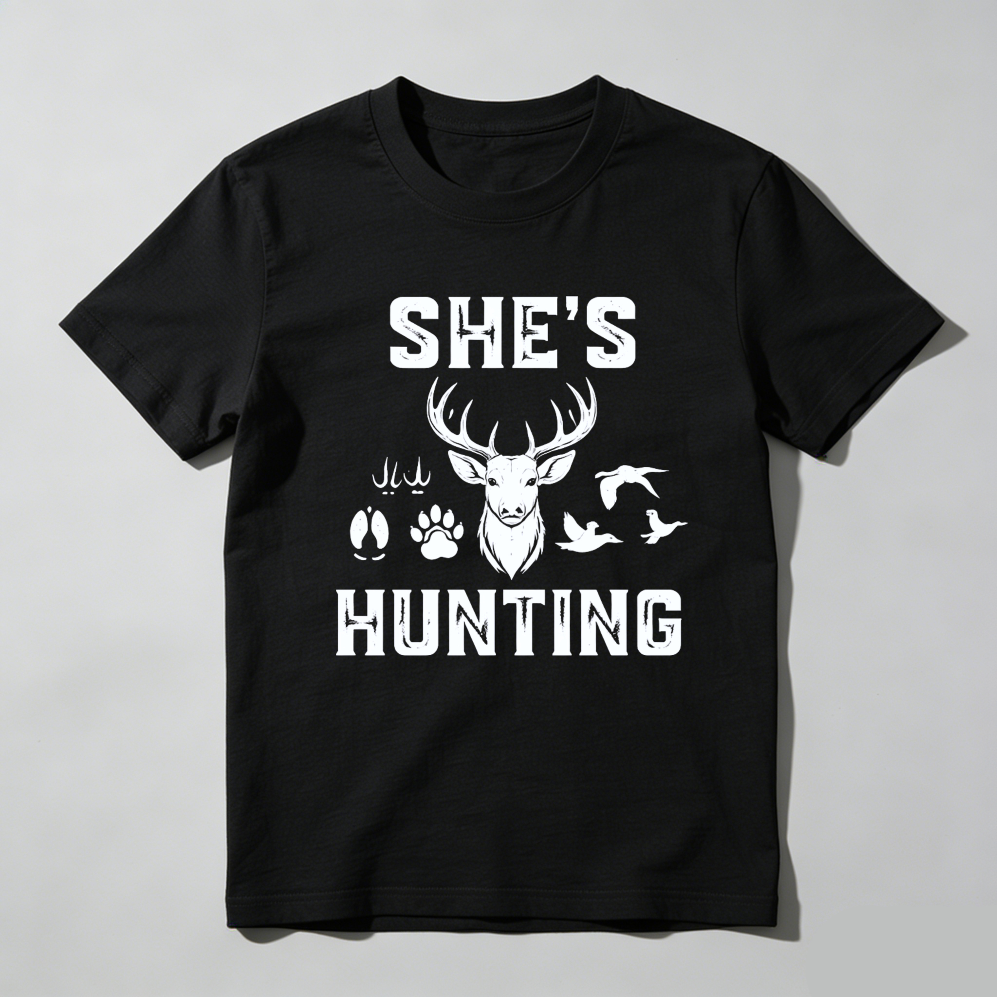 TEECURENT Shes Hunting Deer Hunting Shirt Women Outdoor Adventure Gear Hunting Lover T-Shirt-TeeCurent