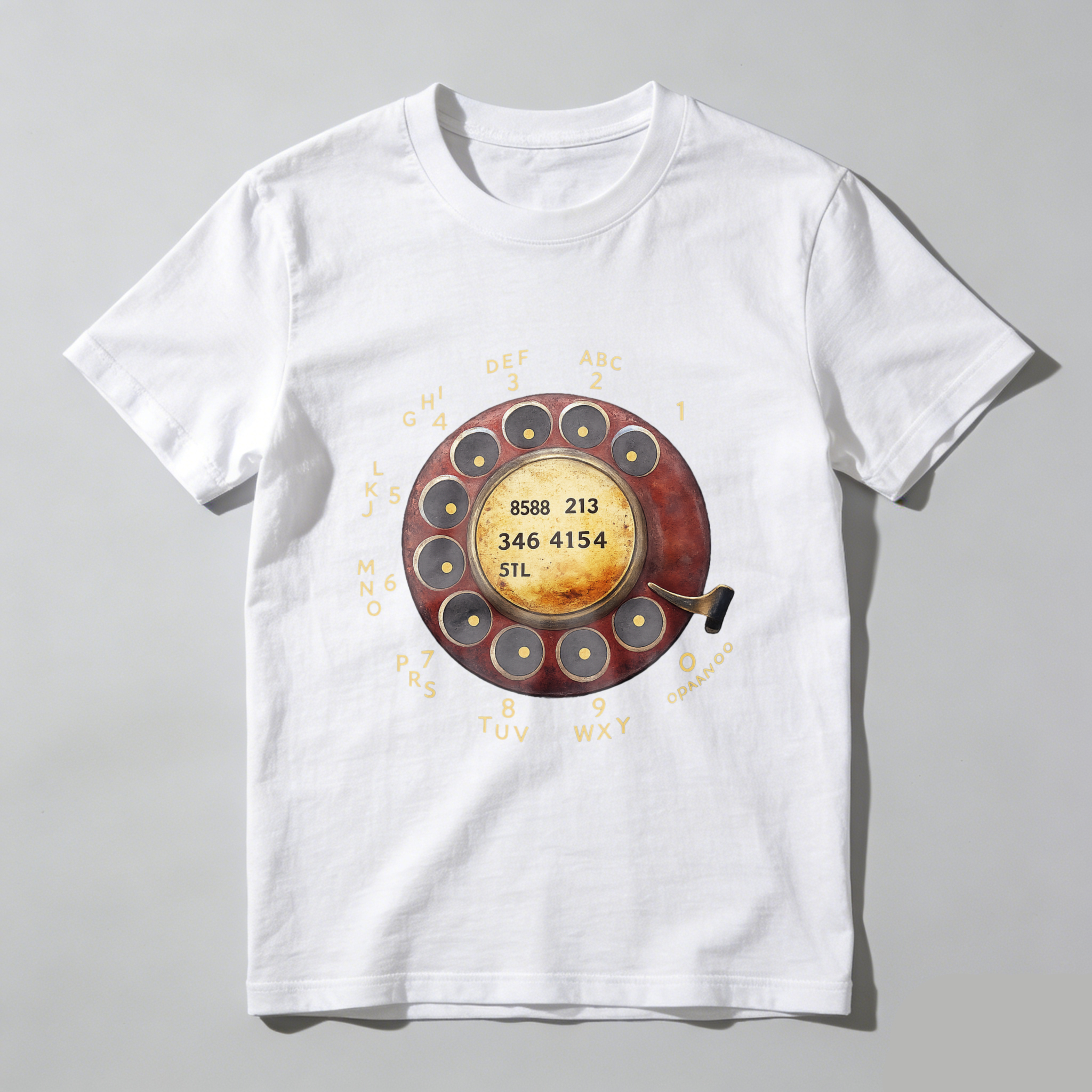 Vintage Rotary Dial Phone T-Shirt Made In Usa Retro Telephone Design Black Cotton Shirt For Men And Women Classic Communication Theme Gift Idea