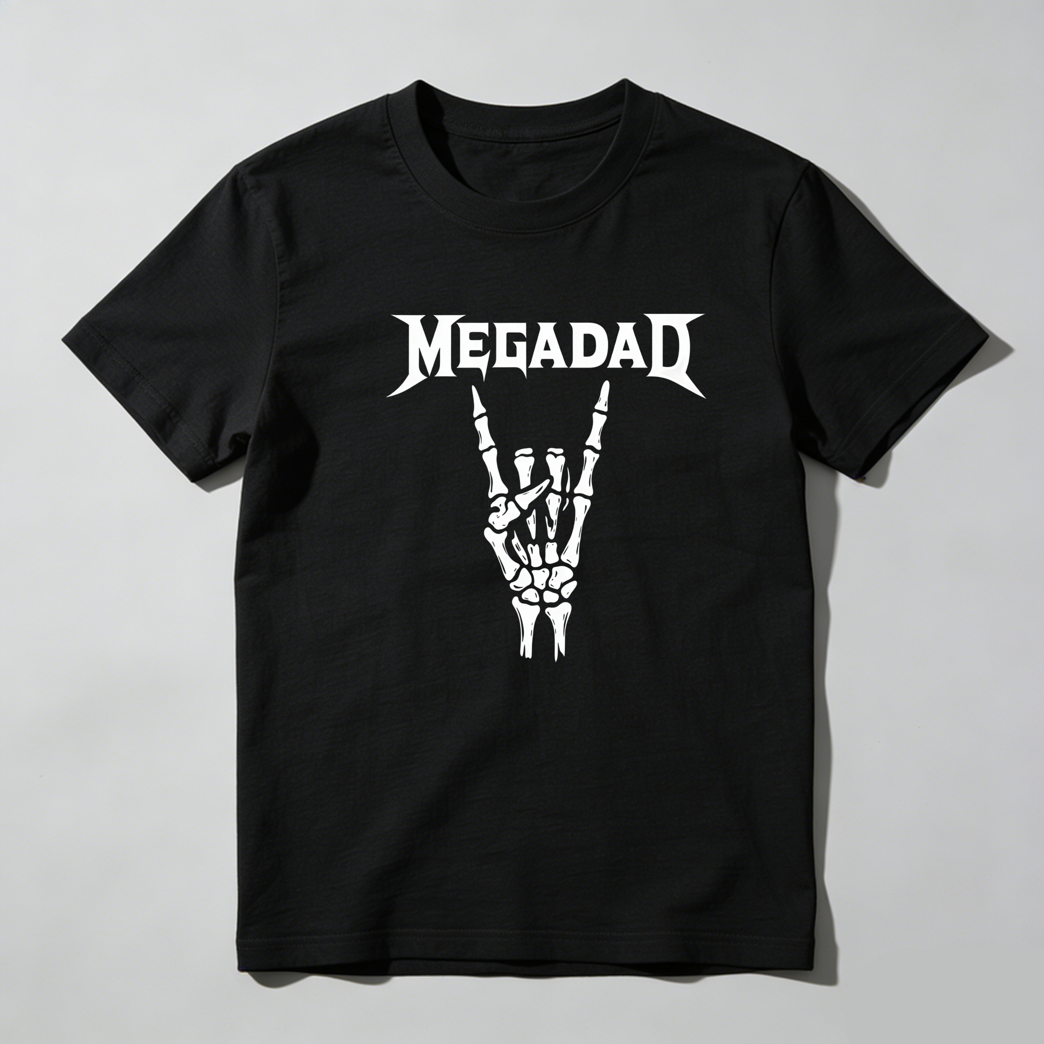 TEECURENT Megadeth Logo Skeleton Hand Pure Cotton Short Sleeve T Shirt-TeeCurent