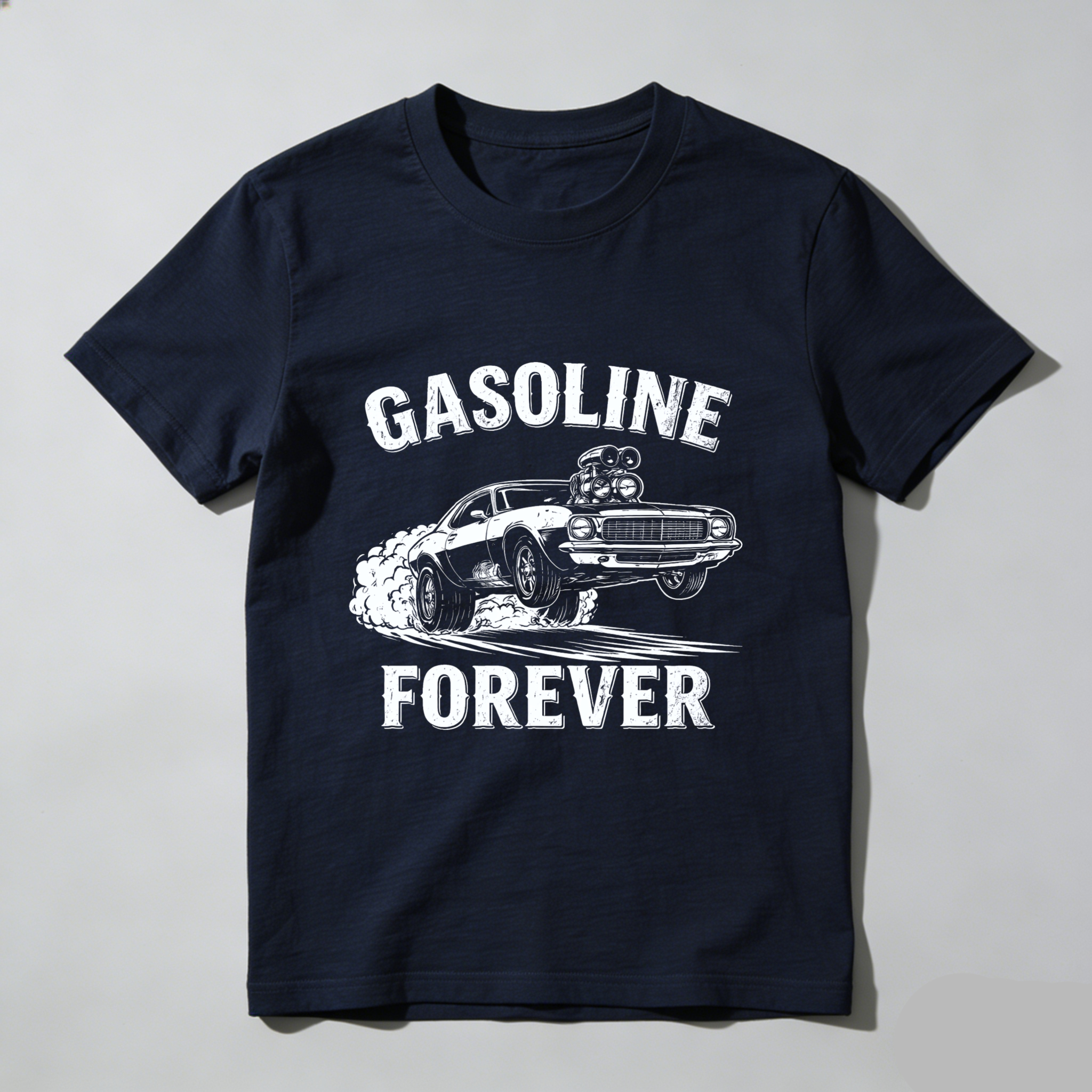 Gasoline Forever Classic Muscle Car T-Shirt For Men And Women Automotive Enthusiast Gift Black Cotton Shirt