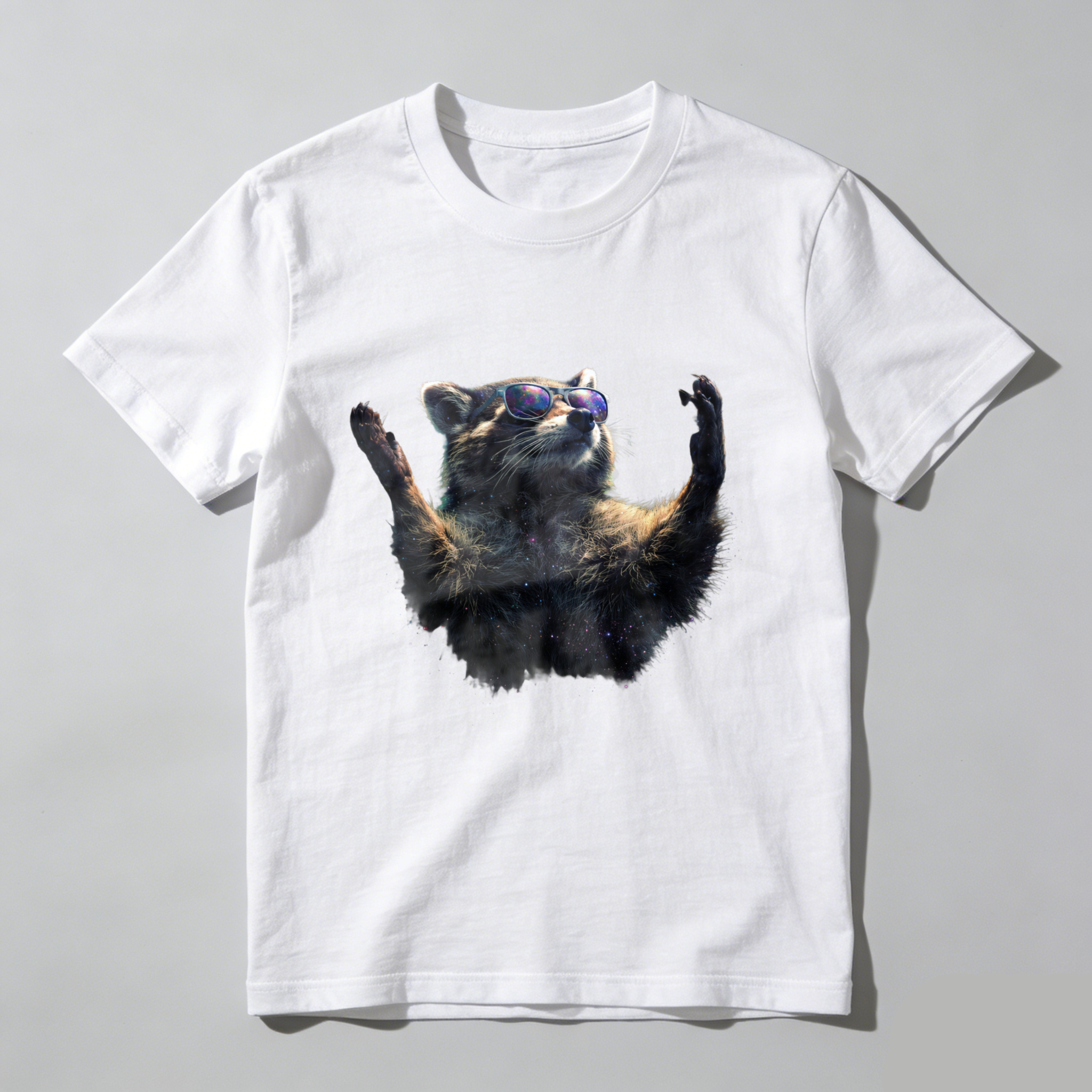 Cool Raccoon Wearing Sunglasses T-Shirt Fun Animal Graphic Design Black Shirt For Men Women Unisex Casual Wear