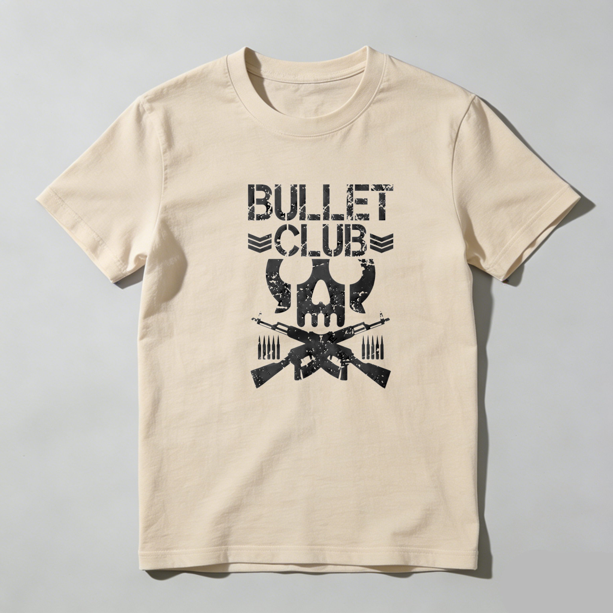 TEECURENT Bullet Club Skull And Guns Pure Cotton Short Sleeve T Shirt-TeeCurent