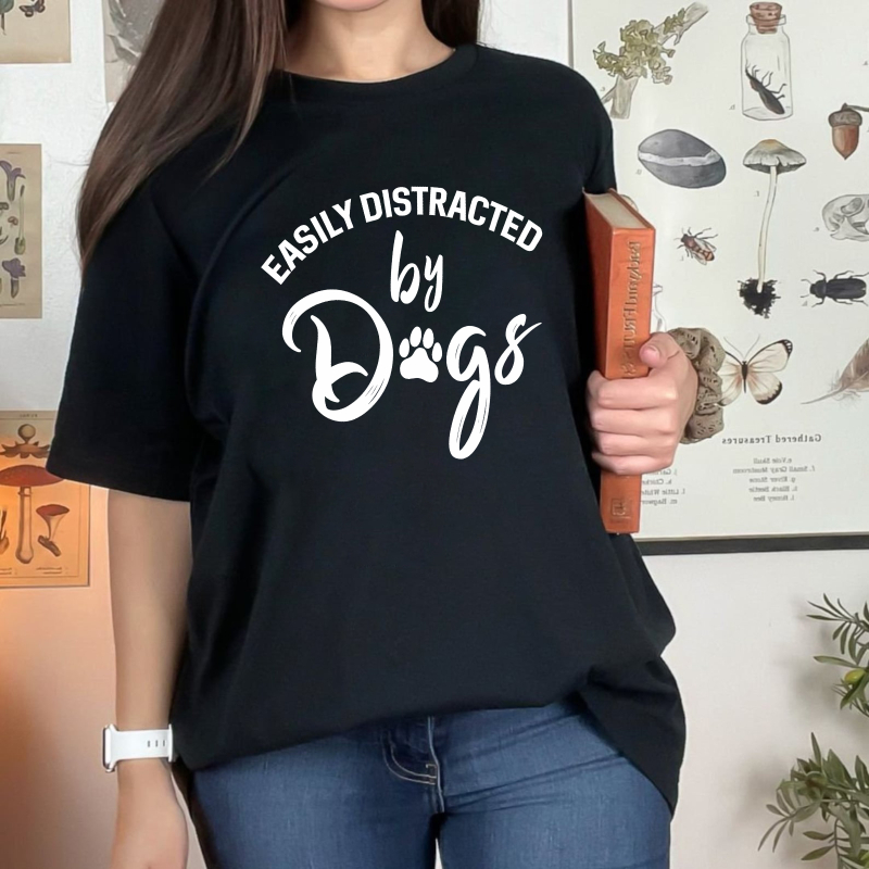 Easily Distracted By Dogs Paw Print Design Unisex Classic T-shirt